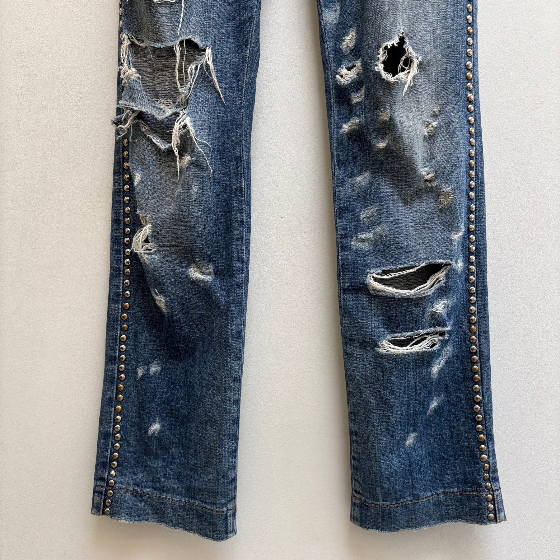 Dolce & Gabbana Studded Distressed Light Wash Jeans - Image 4