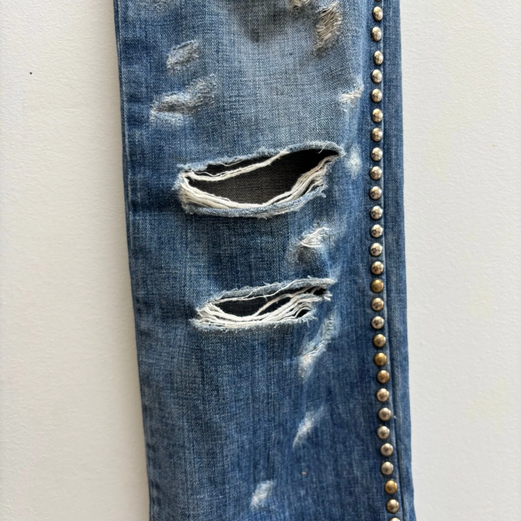 Dolce & Gabbana Studded Distressed Light Wash Jeans - Image 6