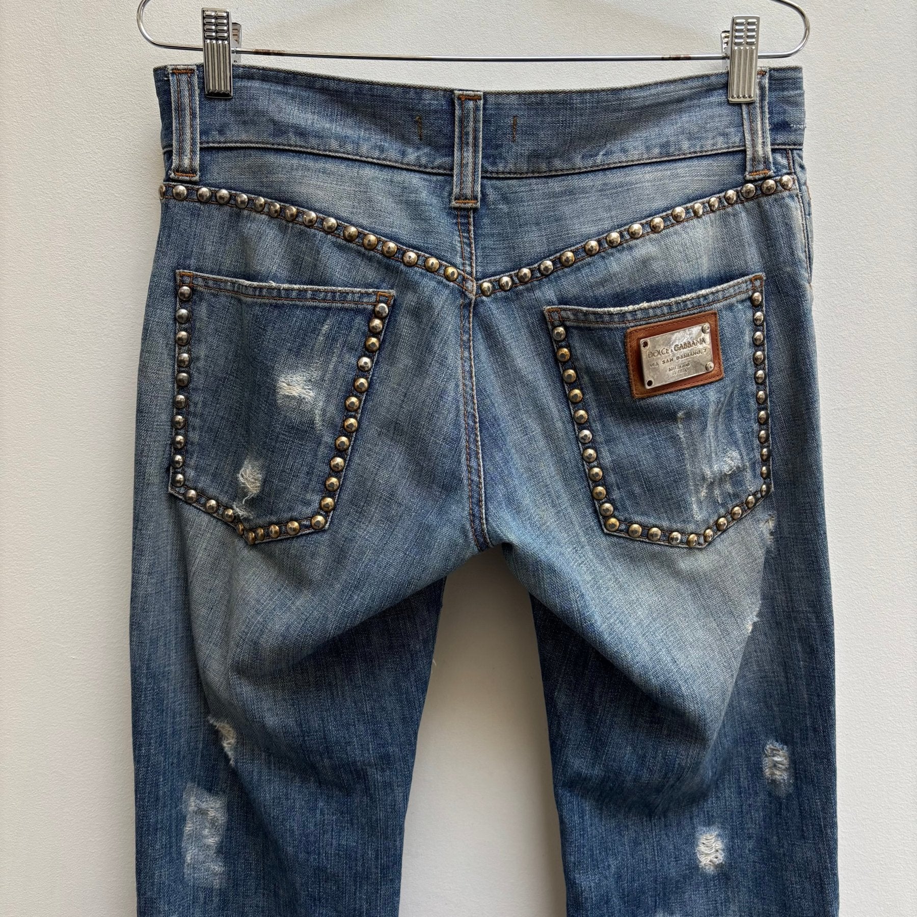 Dolce & Gabbana Studded Distressed Light Wash Jeans - Image 9