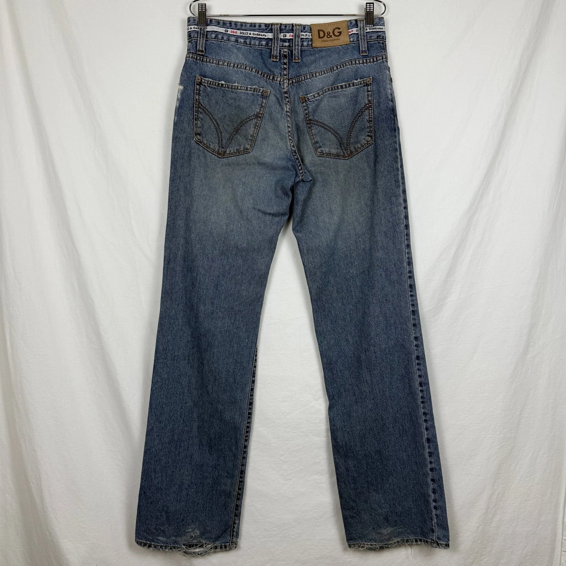 00s Dolce&Gabbana Waistband Logo Twill Tape Jeans - Image 2
