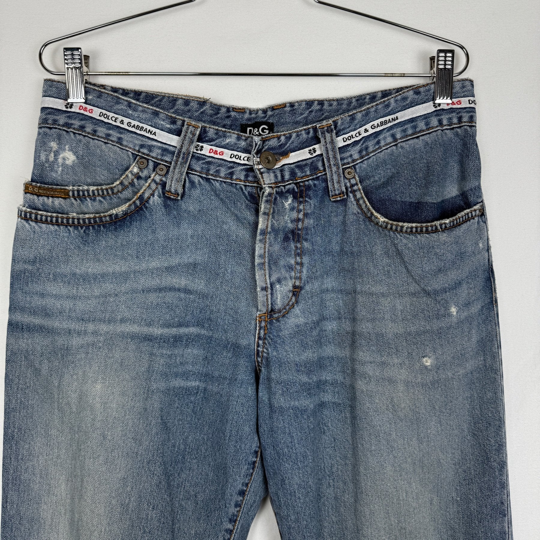 00s Dolce&Gabbana Waistband Logo Twill Tape Jeans - Image 3