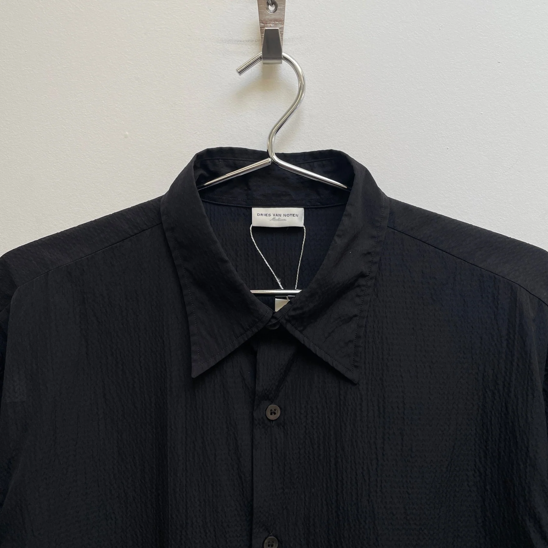 Dries Van Noten Crinkled Short Sleeve Dress Shirt - Image 3