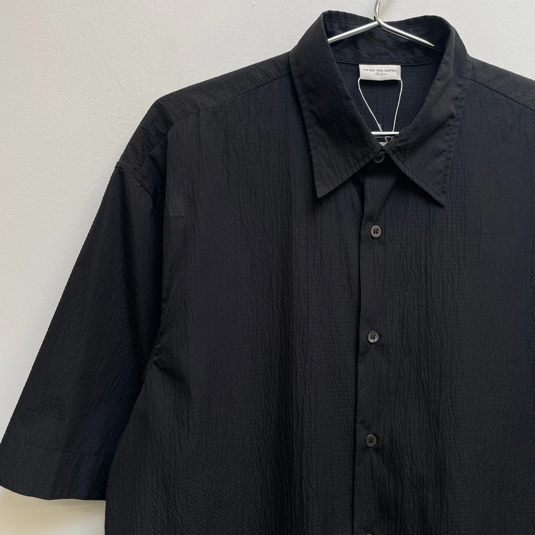 Dries Van Noten Crinkled Short Sleeve Dress Shirt - Image 4
