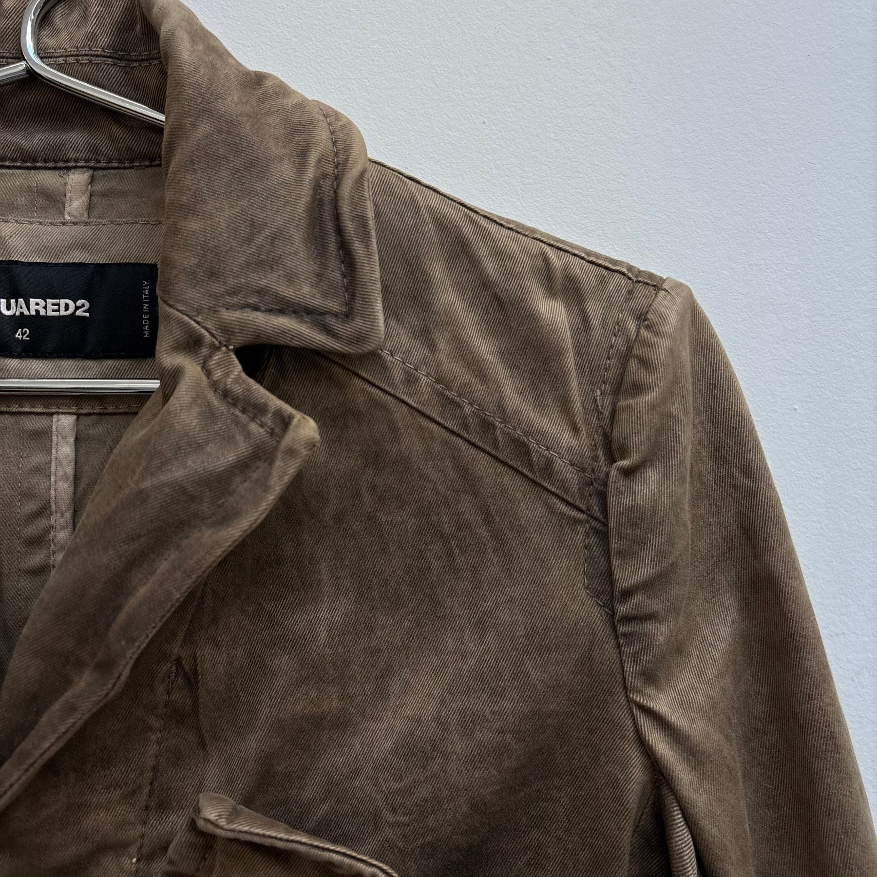 Dsquared2 Brown Waxed Pocketed Military Jacket - Image 3