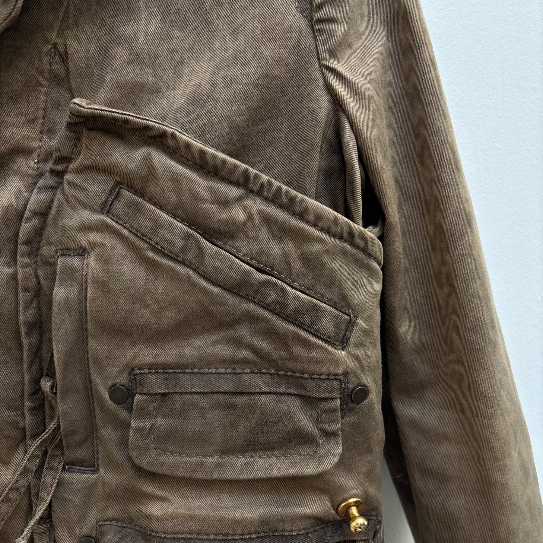 Dsquared2 Brown Waxed Pocketed Military Jacket - Image 5
