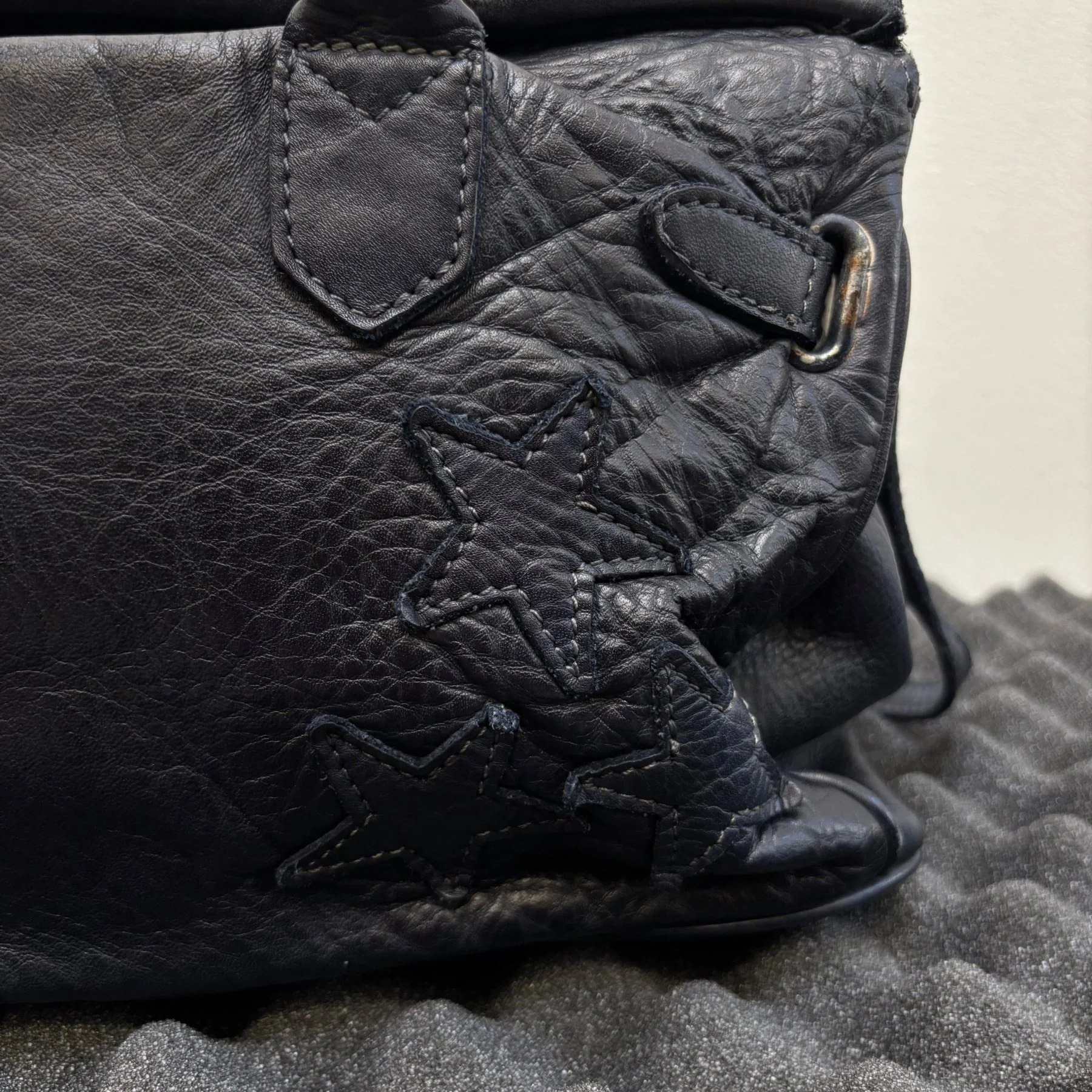 Firkin Navy Star Leather Handbag - Image 10