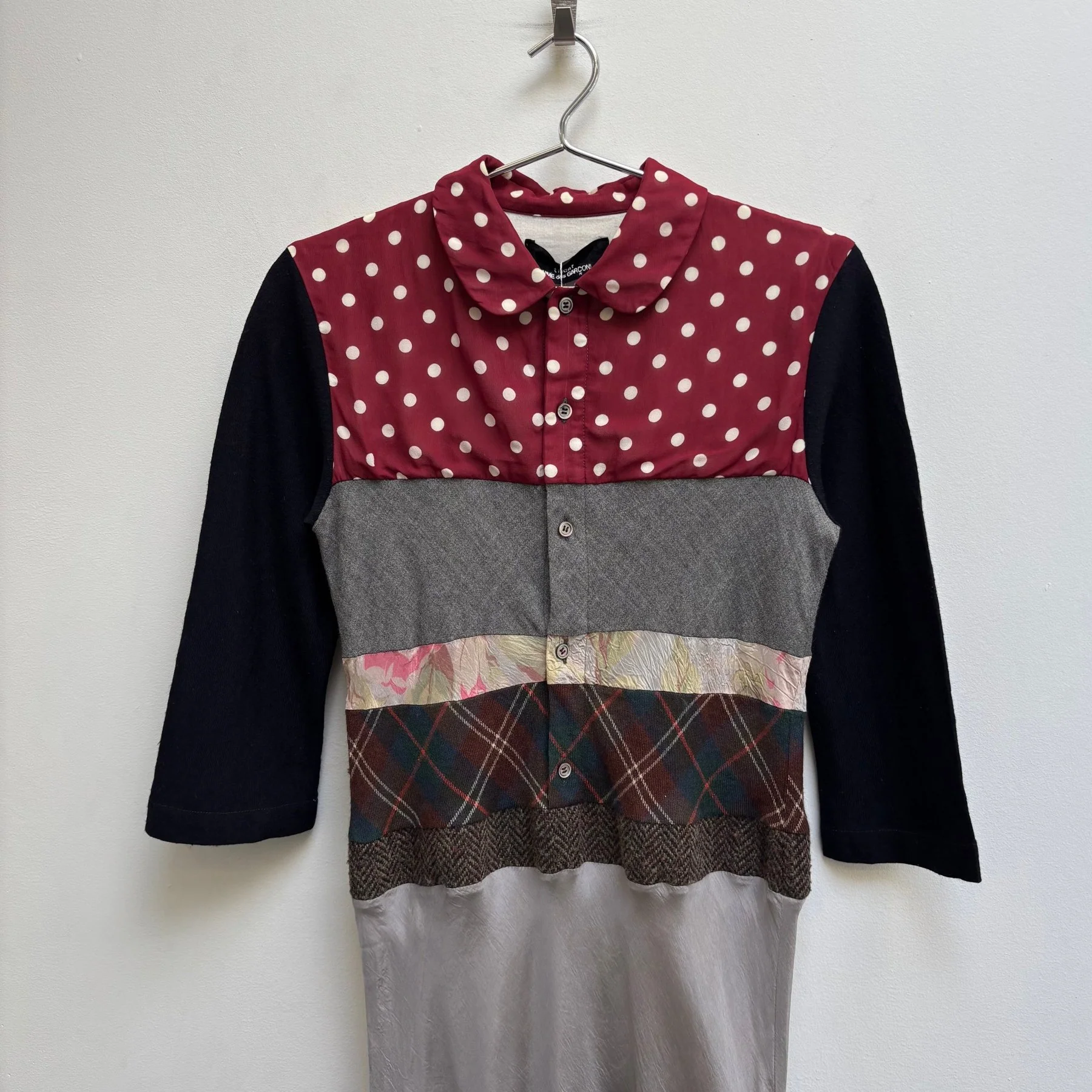 FW00 Comme Des Garçons Tricot Fluted Patchwork Dress - Image 3