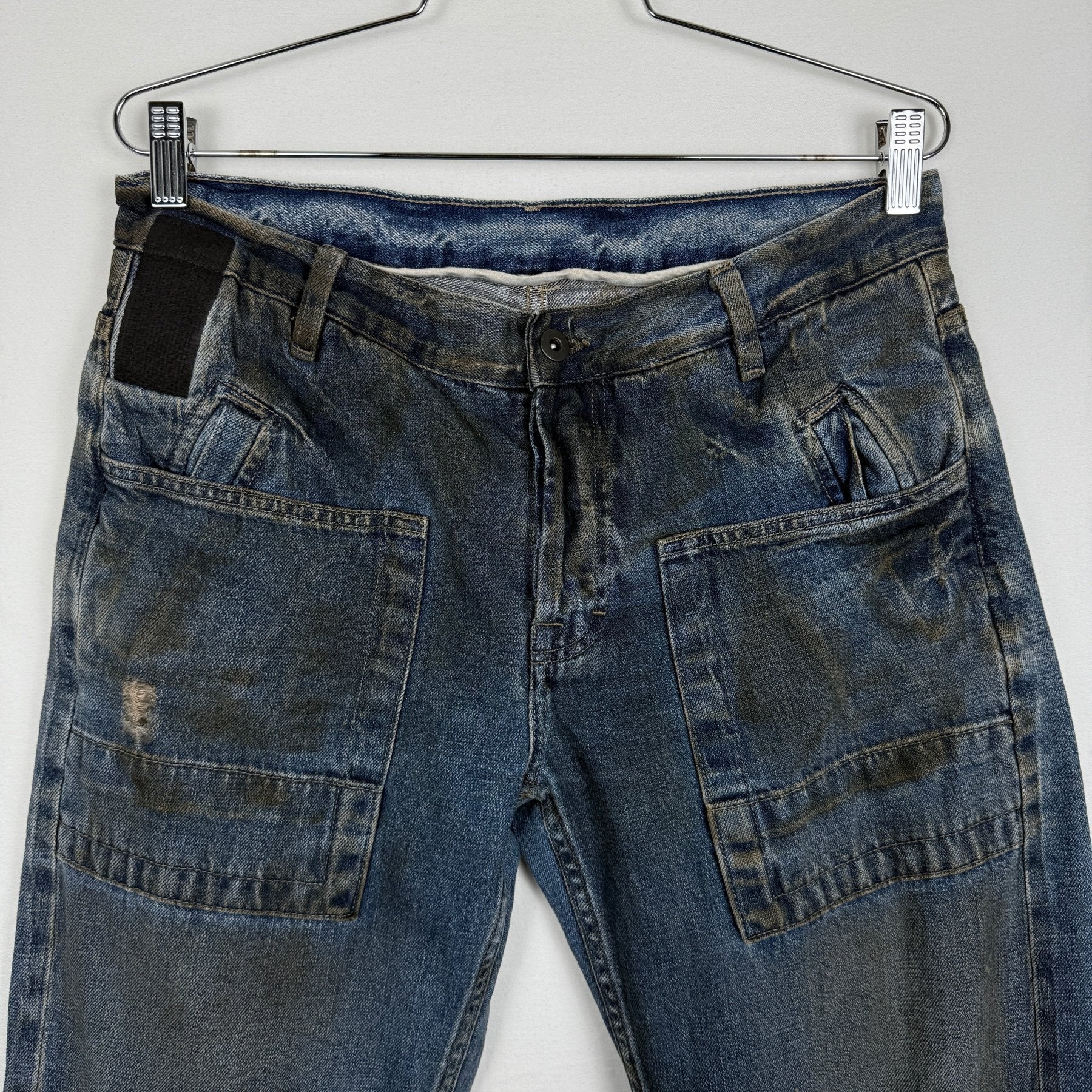 00s Rick Owens Slab Waxed Distressed Mudwash Jeans - Image 3