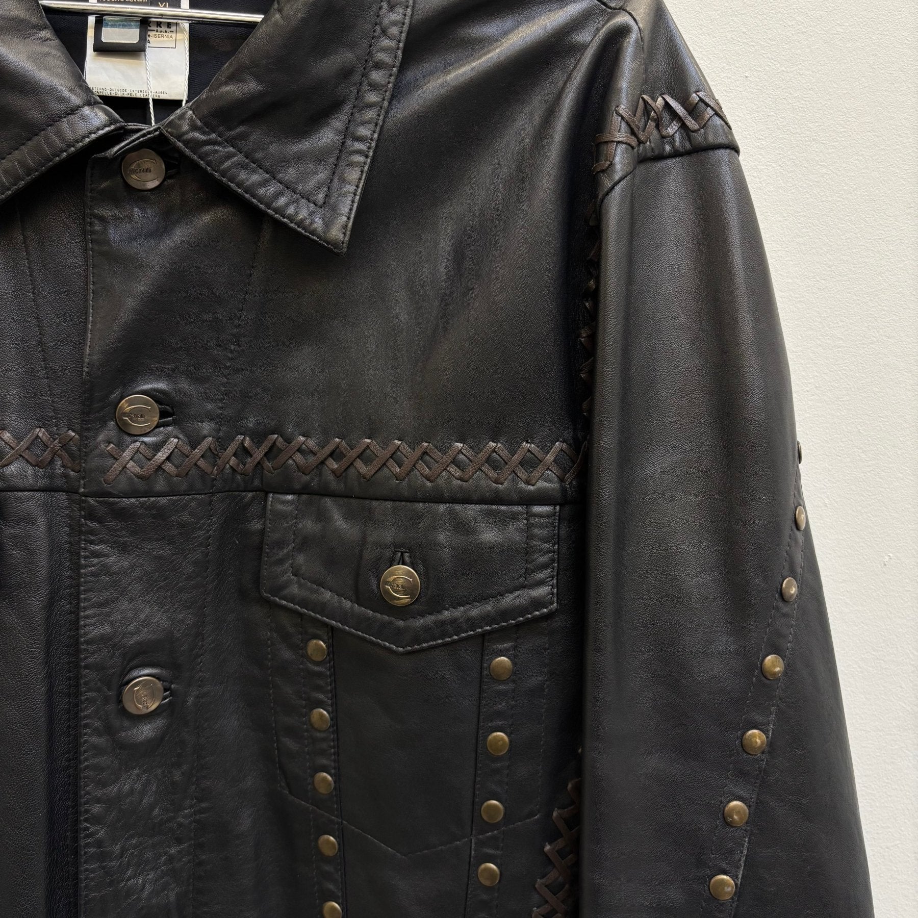 FW05 Roberto Cavalli Studded Leather Jacket - Image 4