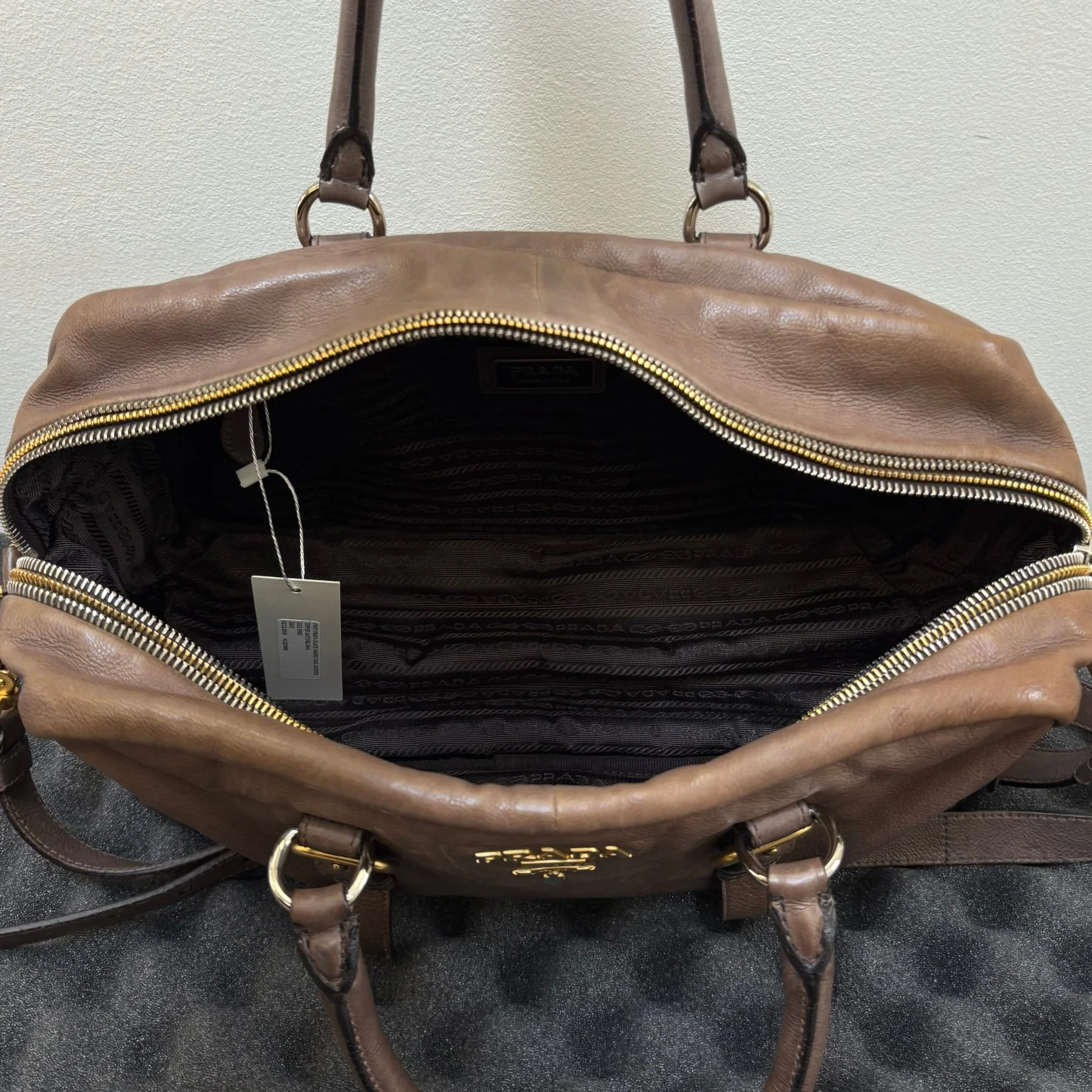 FW07 Prada Glace Ombré Calf Leather Zipper Satchel Bag - Image 13