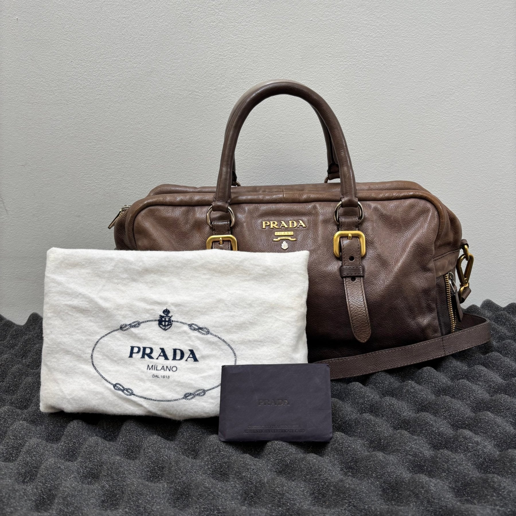 FW07 Prada Glace Ombré Calf Leather Zipper Satchel Bag - Image 16