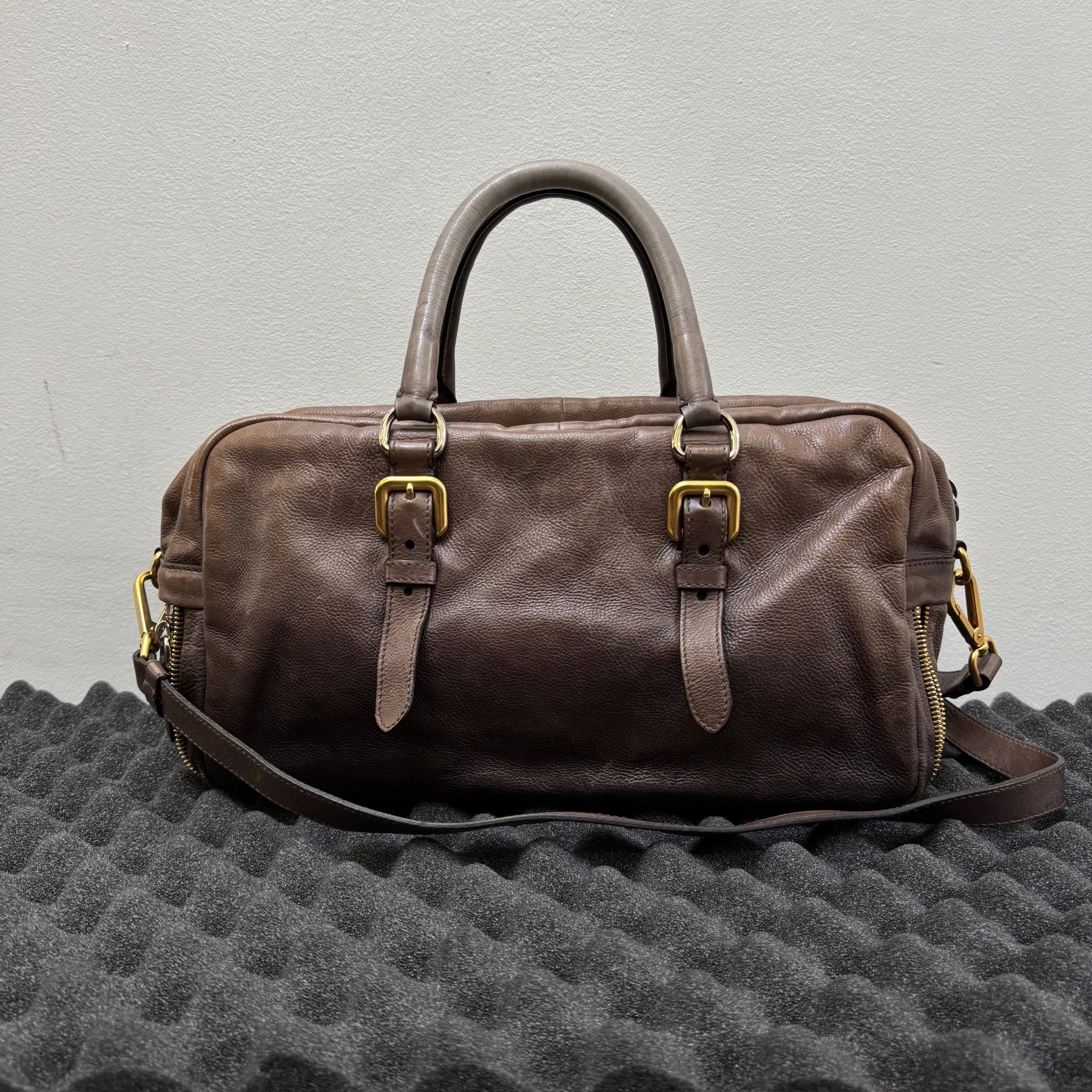 FW07 Prada Glace Ombré Calf Leather Zipper Satchel Bag - Image 2
