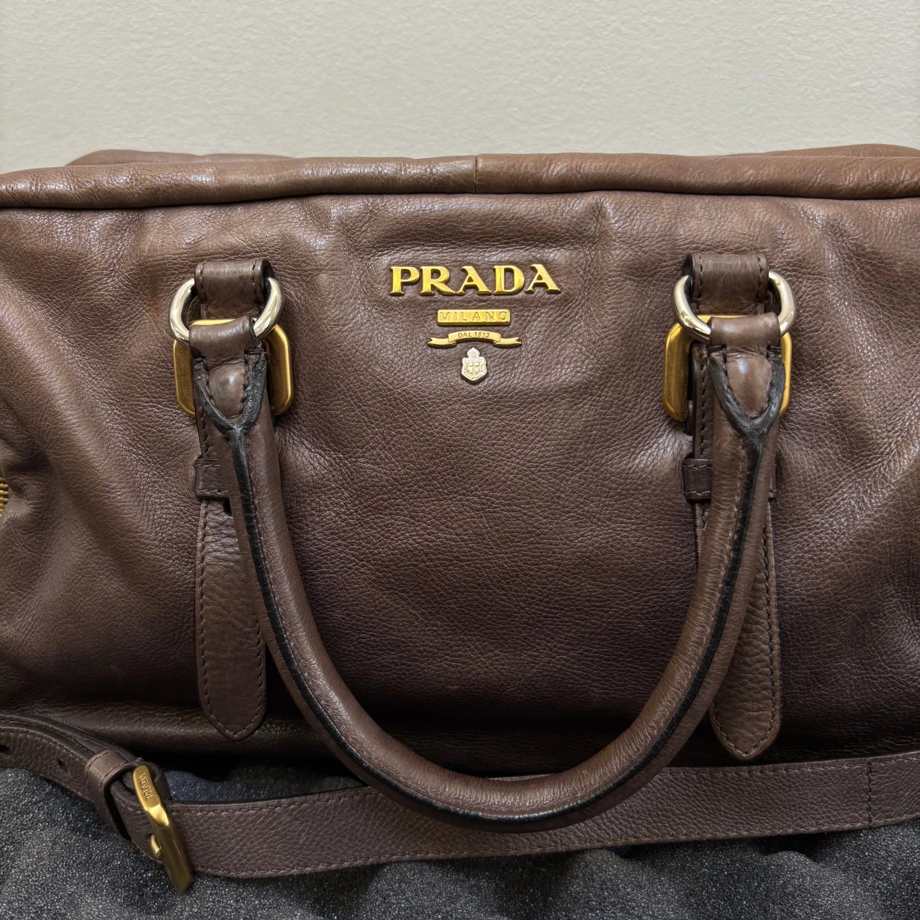 FW07 Prada Glace Ombré Calf Leather Zipper Satchel Bag - Image 6