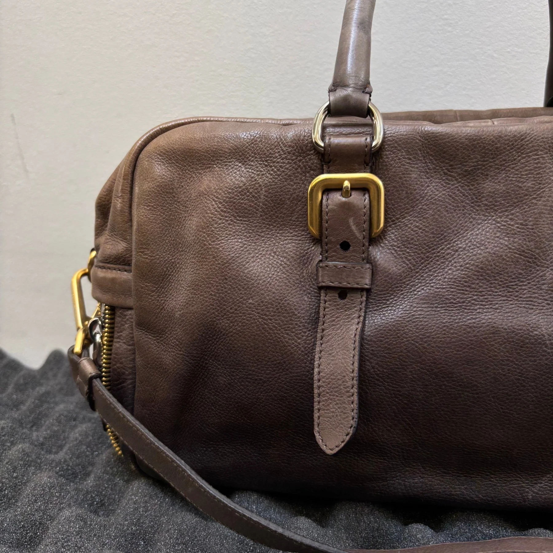 FW07 Prada Glace Ombré Calf Leather Zipper Satchel Bag - Image 8
