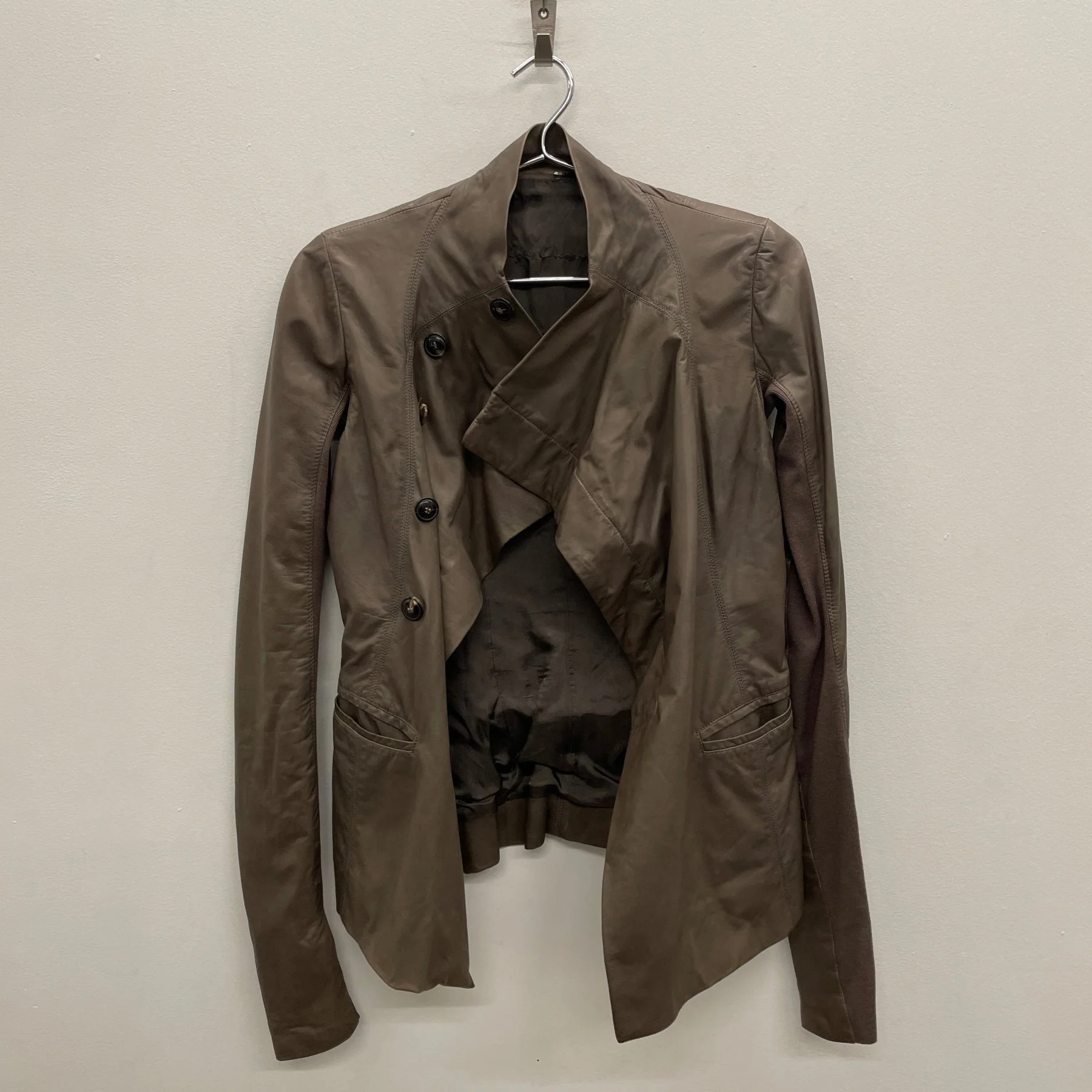 FW06 Rick Owens “DUSTOLATOR” Asymmetrical High Neck Jacket - Image 3