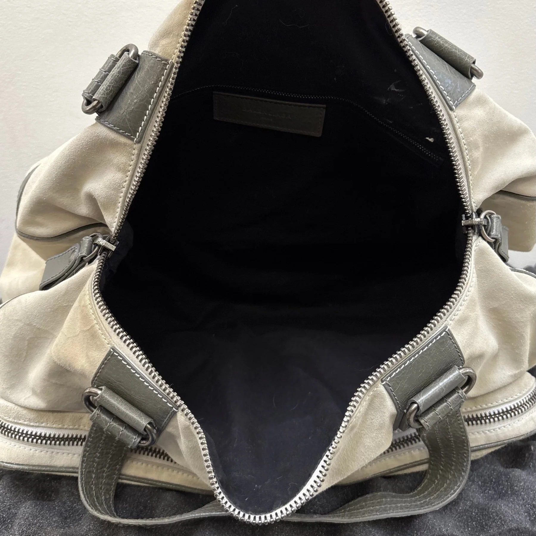 FW14 Balenciaga Suede Dual Pocket Duffle Bag - Image 17