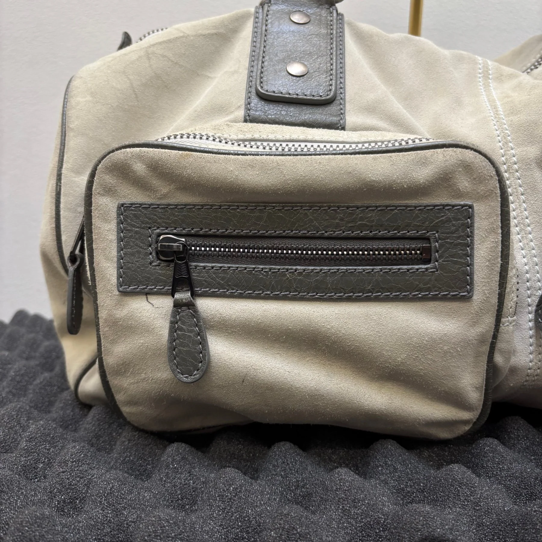 FW14 Balenciaga Suede Dual Pocket Duffle Bag - Image 4