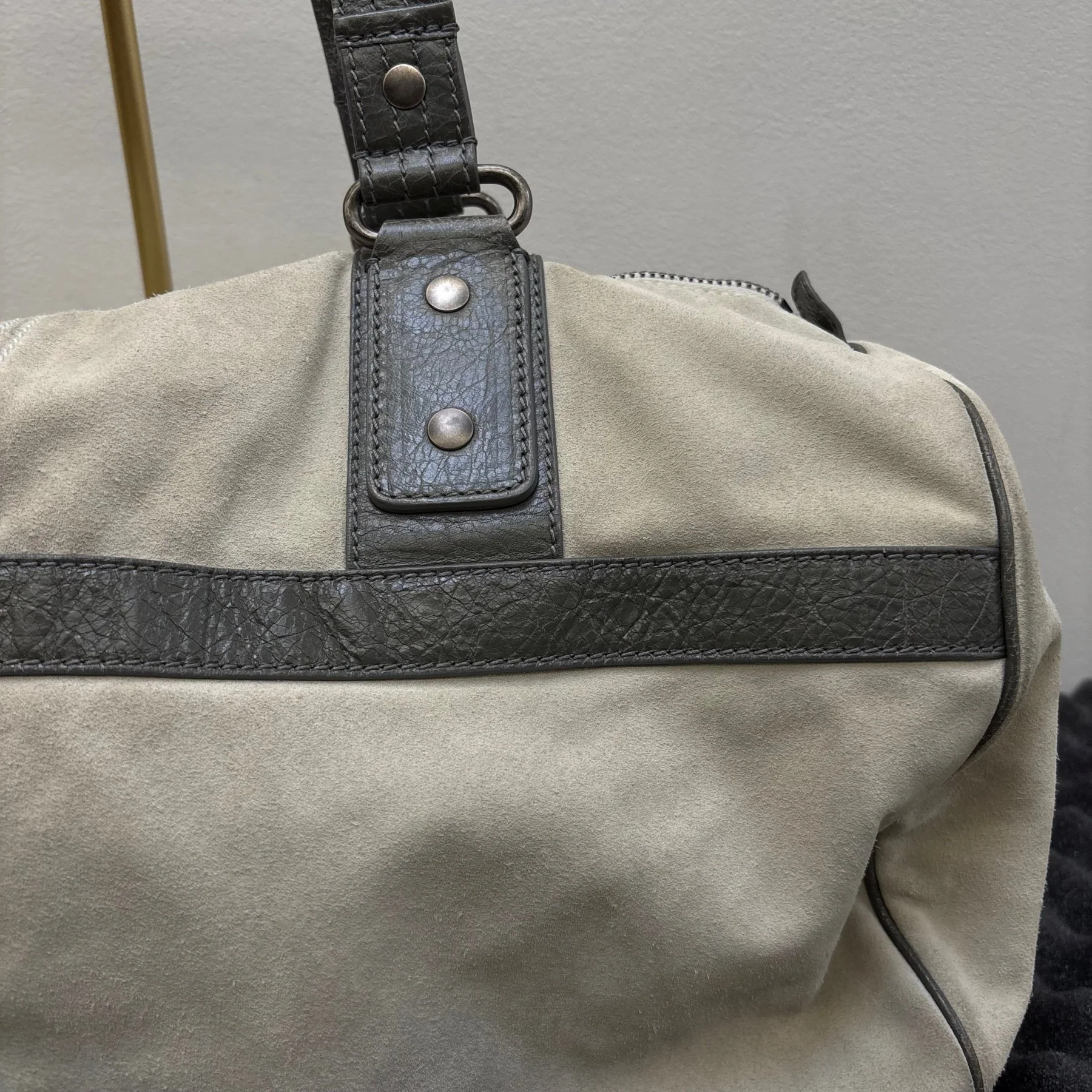 FW14 Balenciaga Suede Dual Pocket Duffle Bag - Image 9