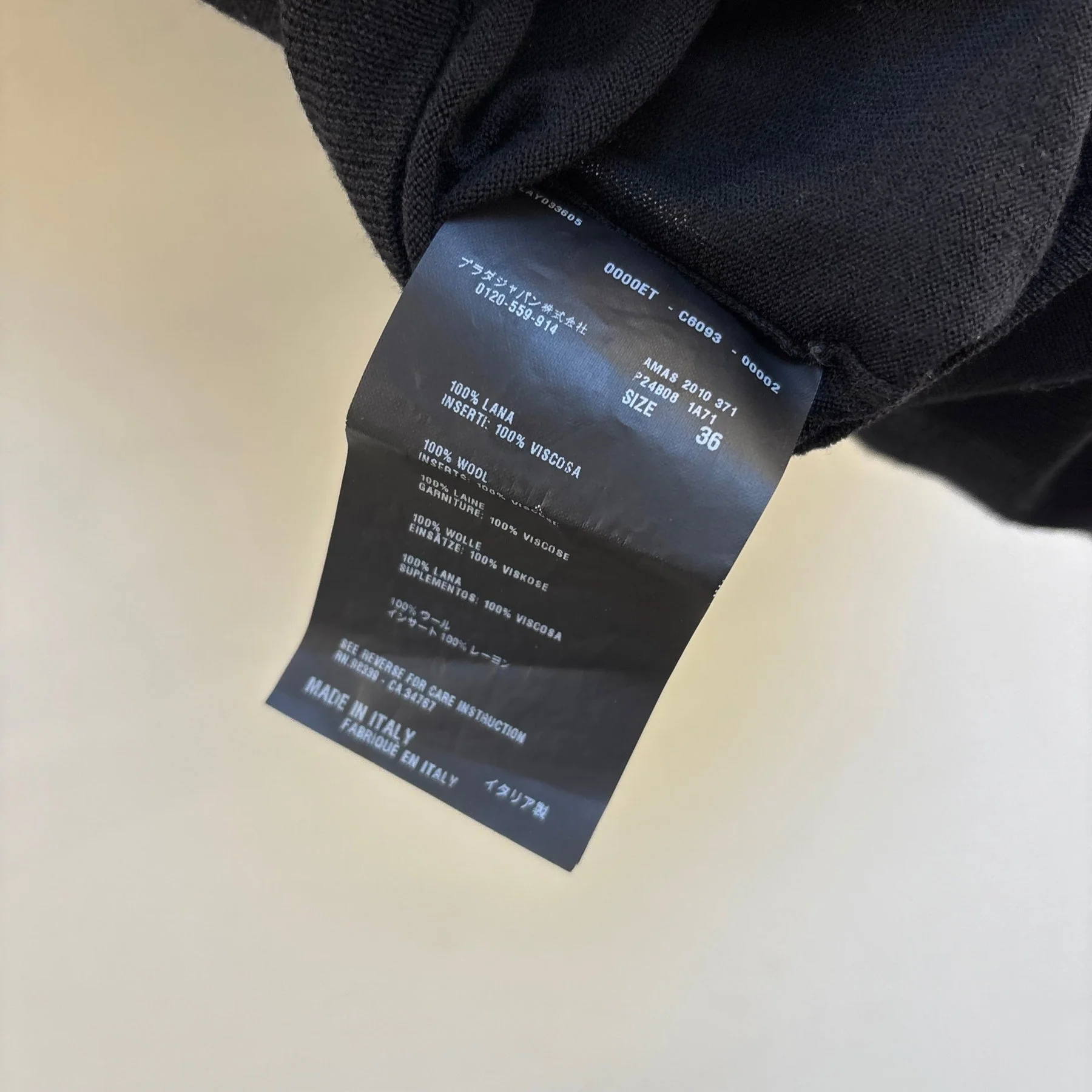 FW10 Prada Deep V Wool T-Shirt - Image 8