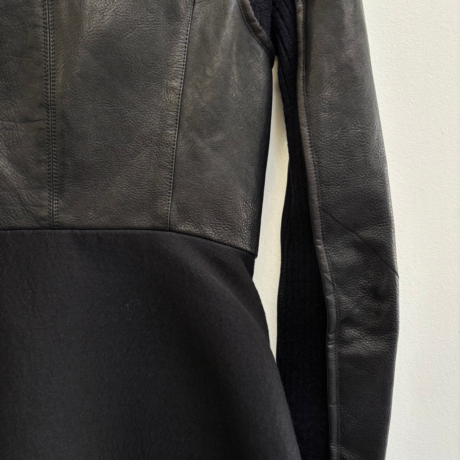 FW10 Rick Owens ‘GLEAM’ Long Leather Wool Jacket - Image 10