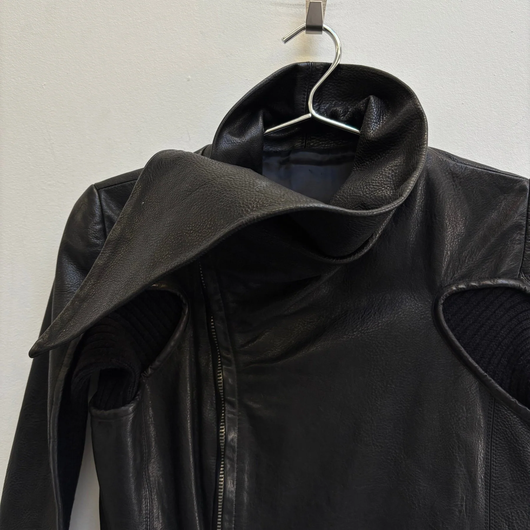 FW10 Rick Owens ‘GLEAM’ Long Leather Wool Jacket - Image 5
