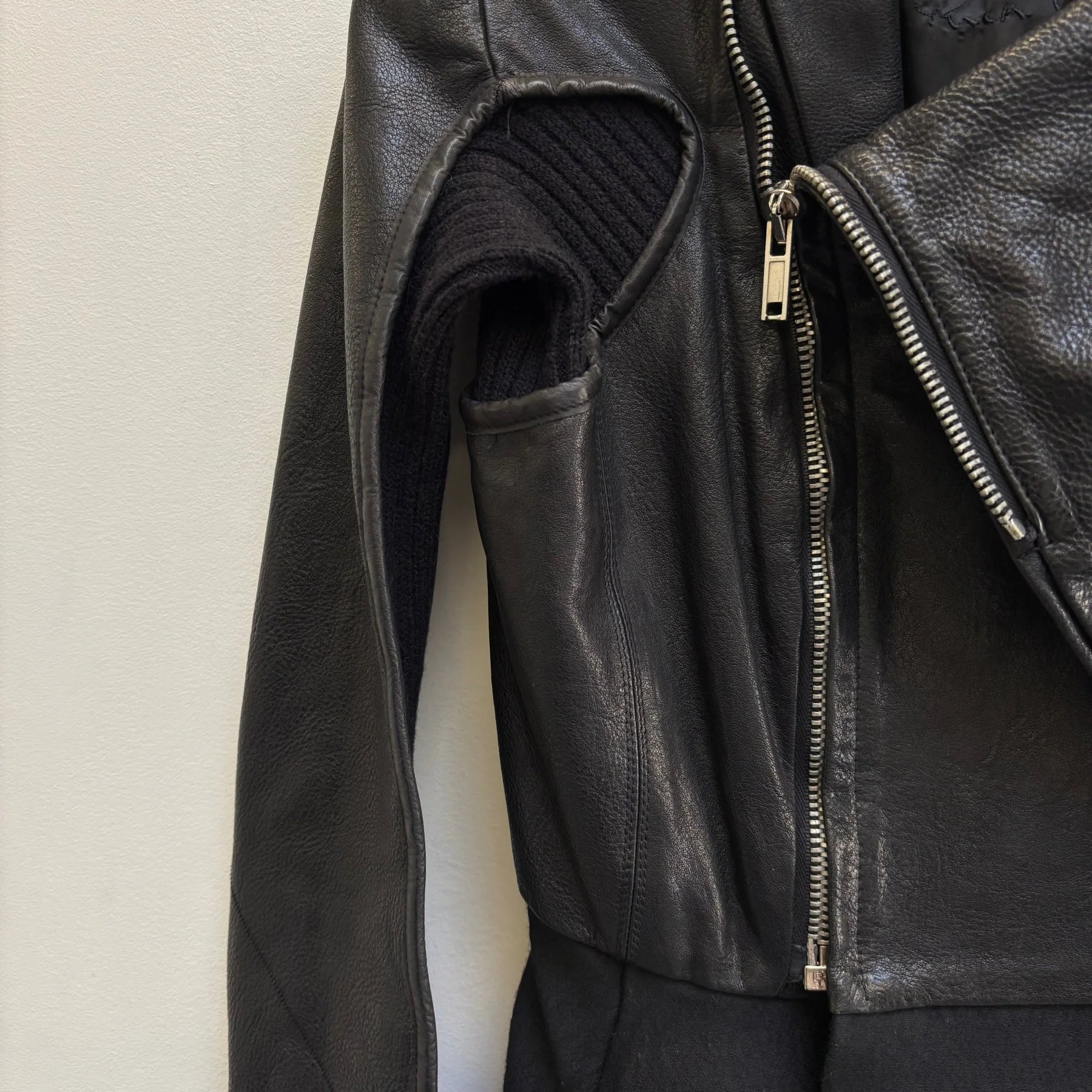 FW10 Rick Owens ‘GLEAM’ Long Leather Wool Jacket - Image 7