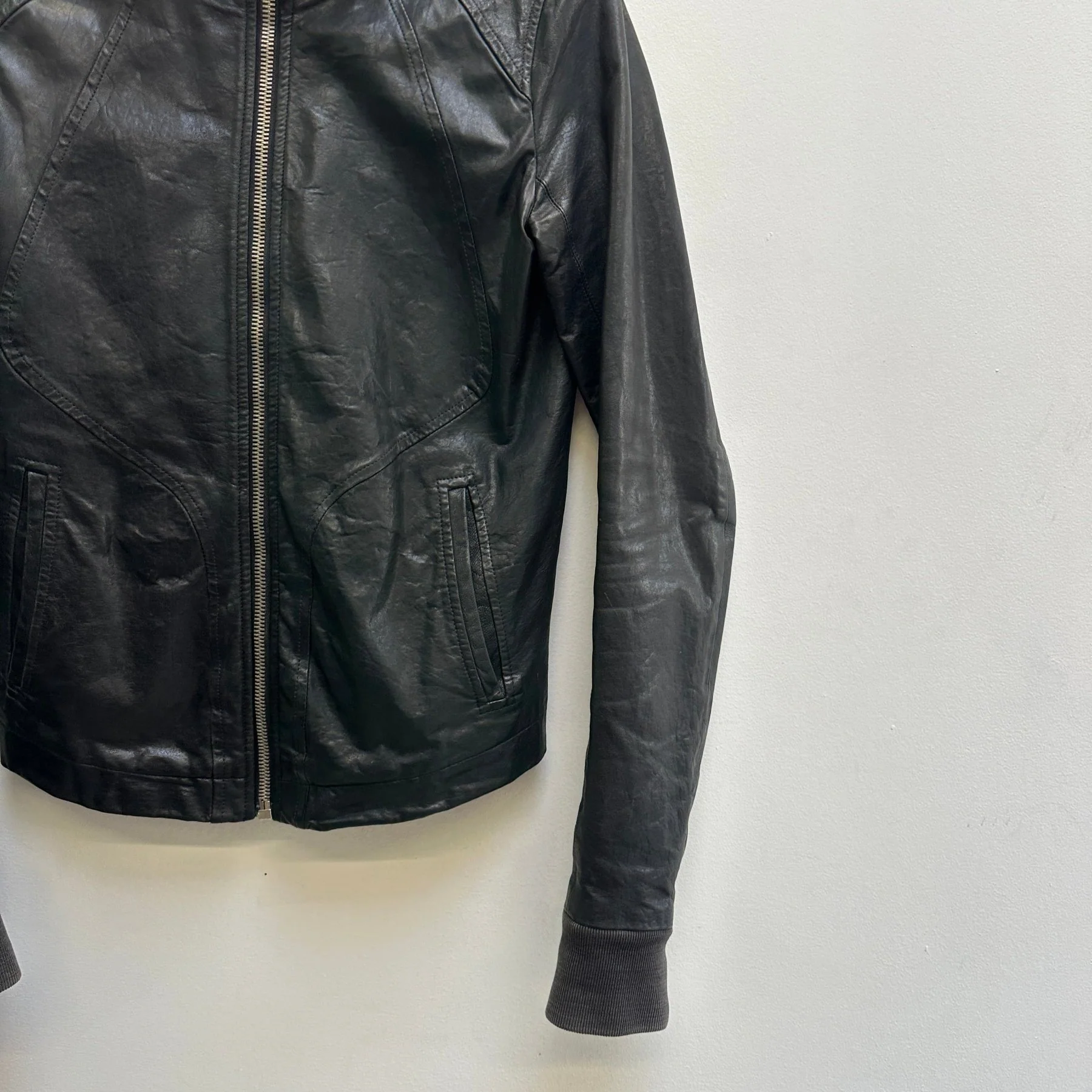 FW11 Rick Owens “LIMO” High Neck Intarsia Leather Jacket - Image 5
