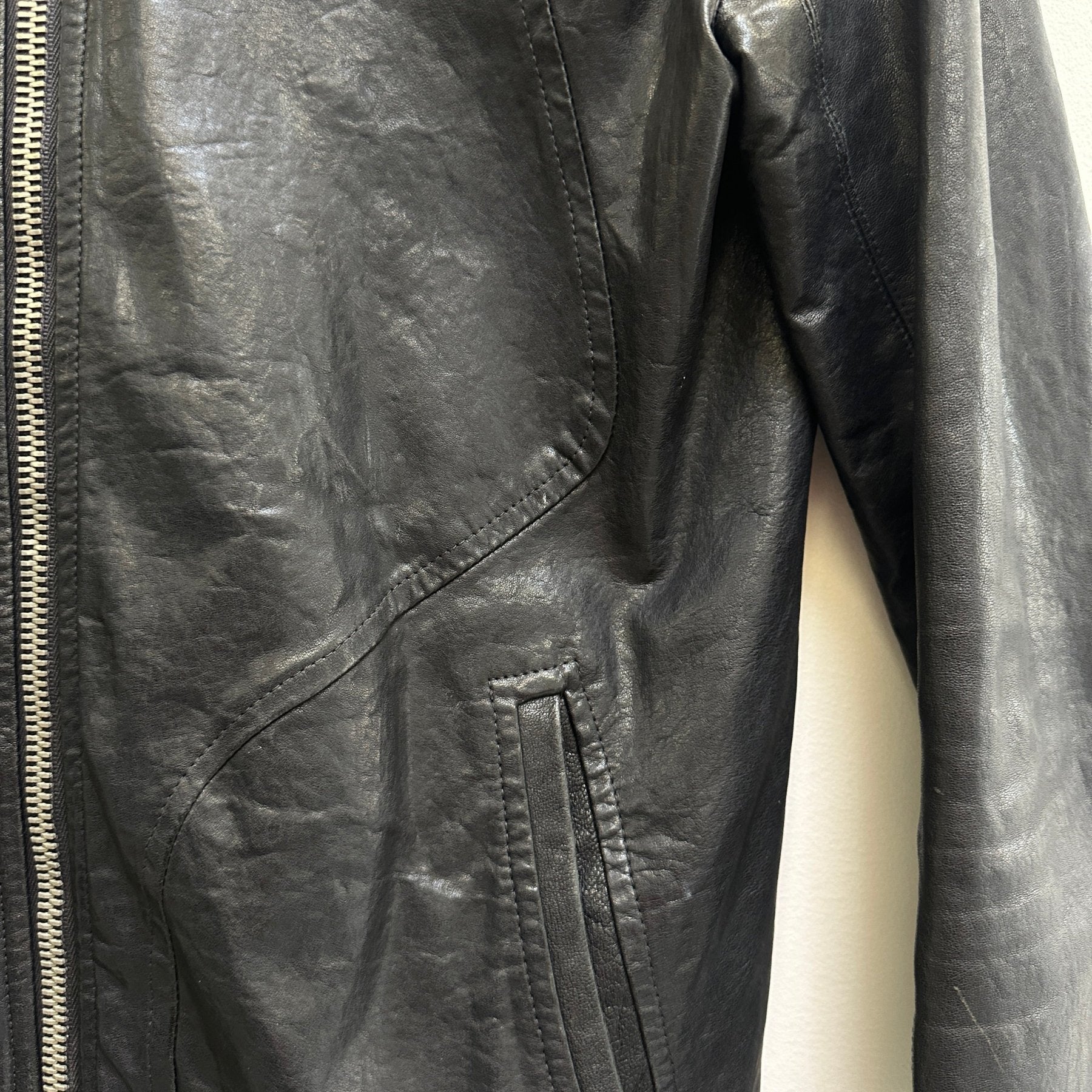 FW11 Rick Owens “LIMO” High Neck Intarsia Leather Jacket - Image 6