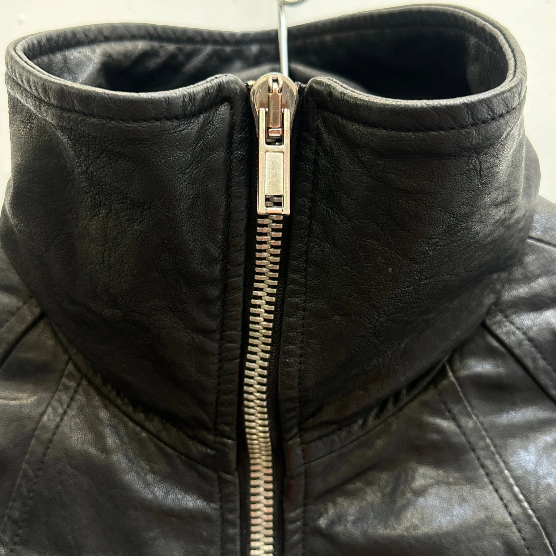 FW11 Rick Owens “LIMO” High Neck Intarsia Leather Jacket - Image 7