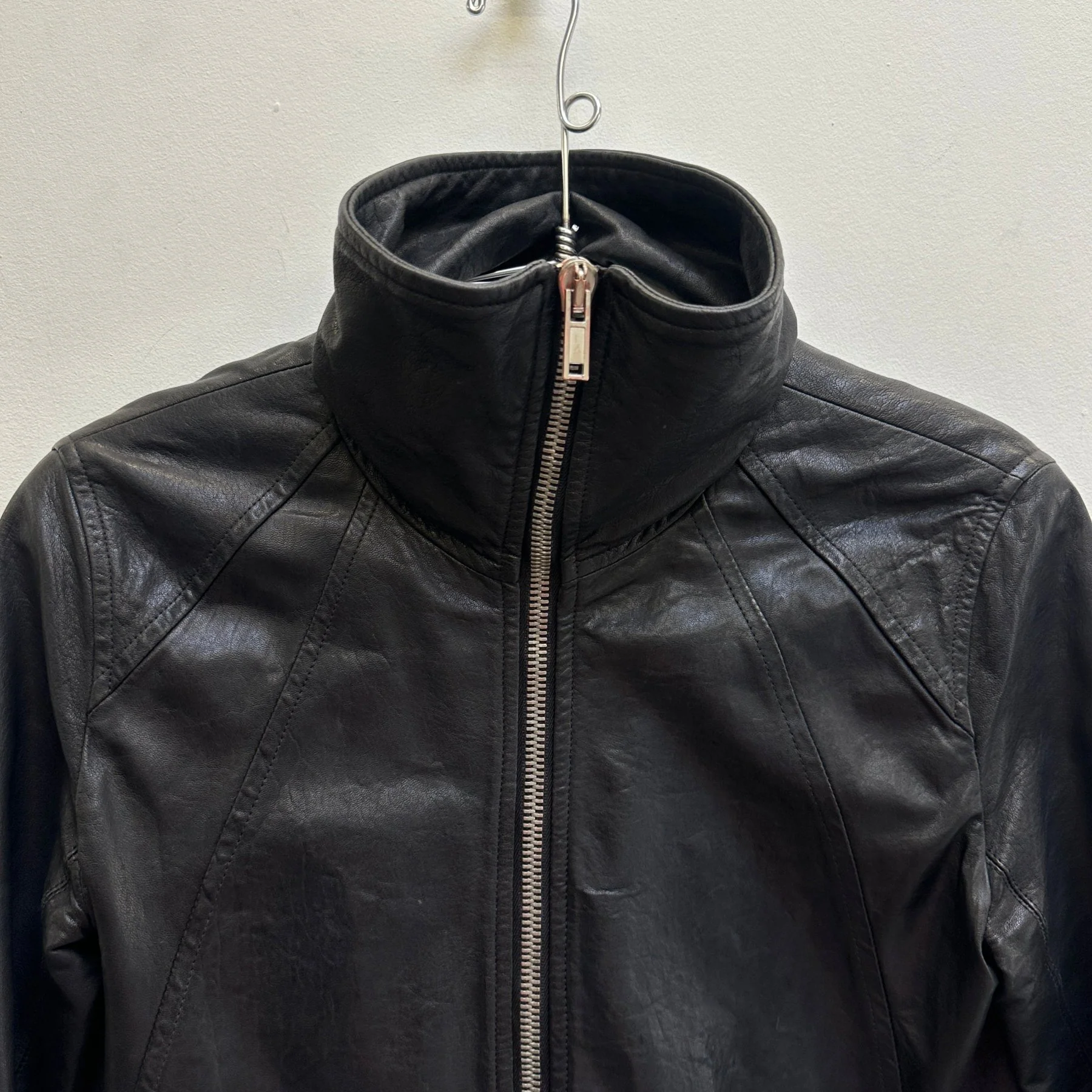 FW11 Rick Owens “LIMO” High Neck Intarsia Leather Jacket - Image 8