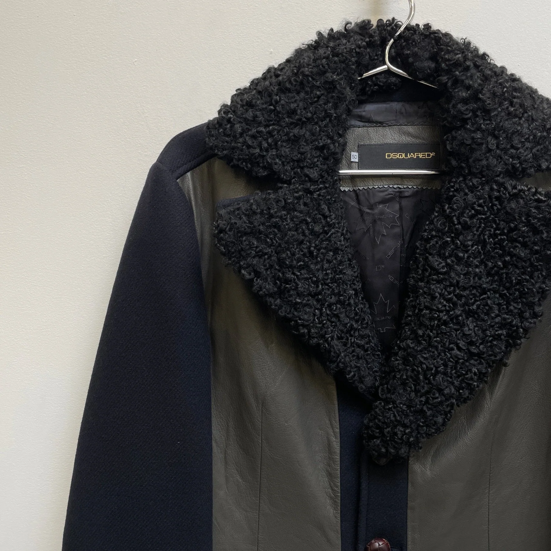 FW13 Dsquared2 Wool-Leather Hybrid Napoleon Jacket - Image 5