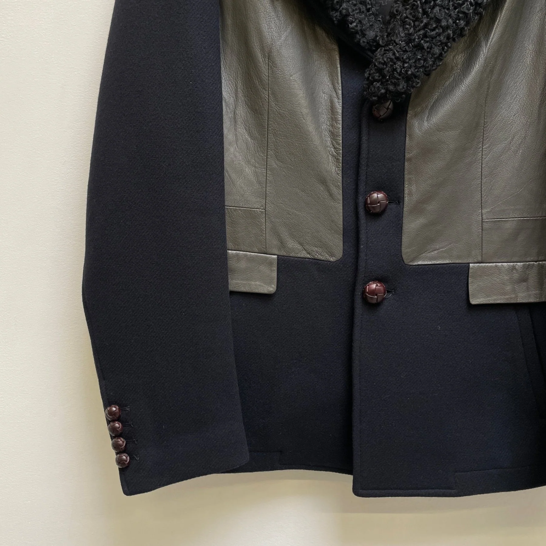 FW13 Dsquared2 Wool-Leather Hybrid Napoleon Jacket - Image 6