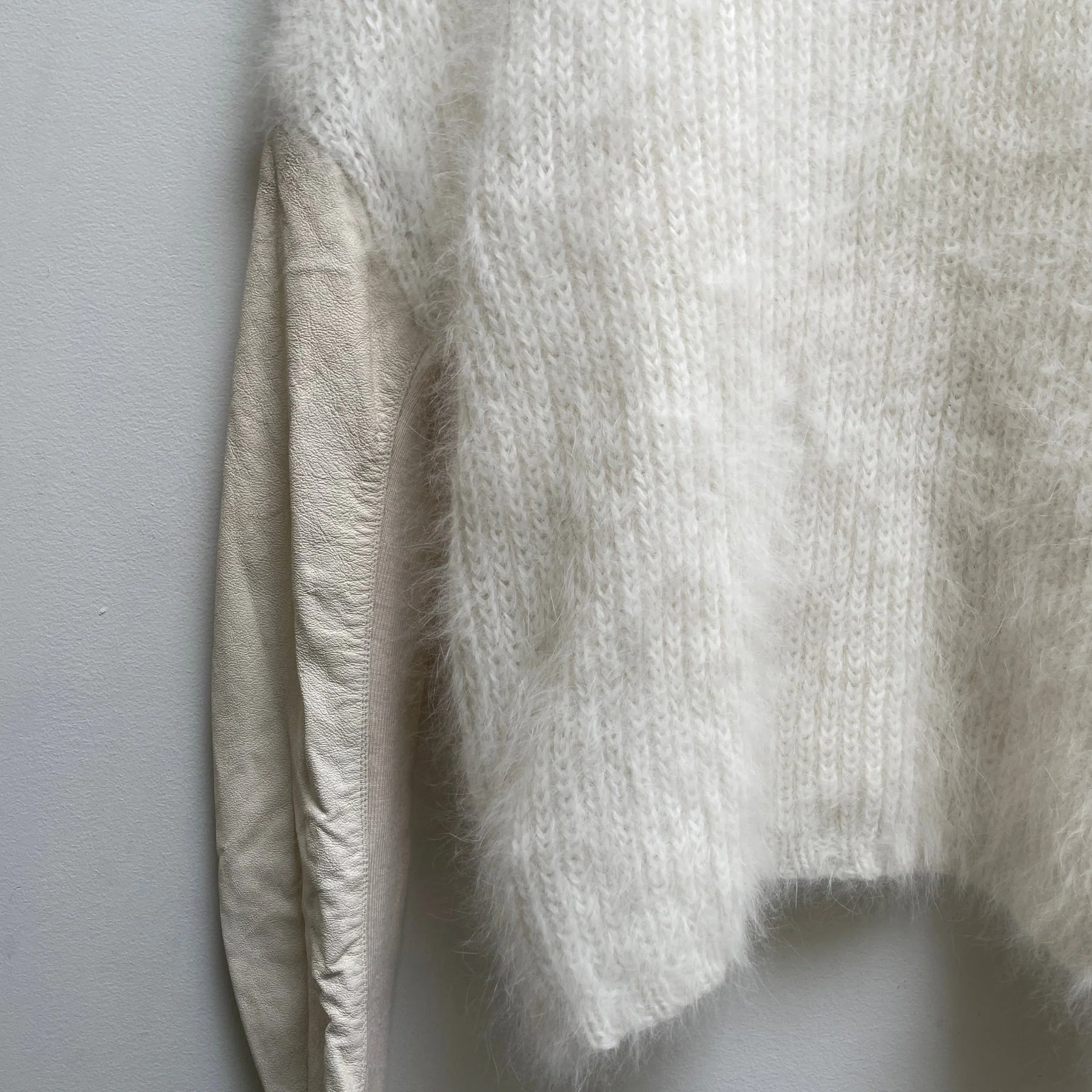 FW13 Rick Owens “PLINTH” Leather Sleeve Alpaca Sweater - Image 3