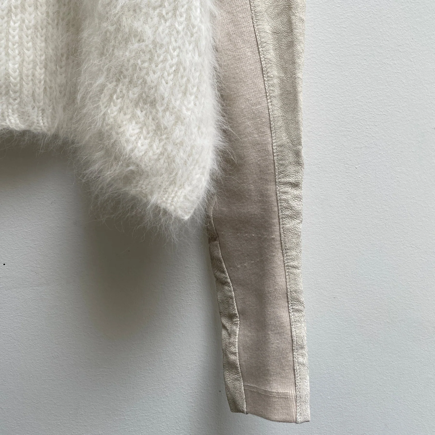 FW13 Rick Owens “PLINTH” Leather Sleeve Alpaca Sweater - Image 5
