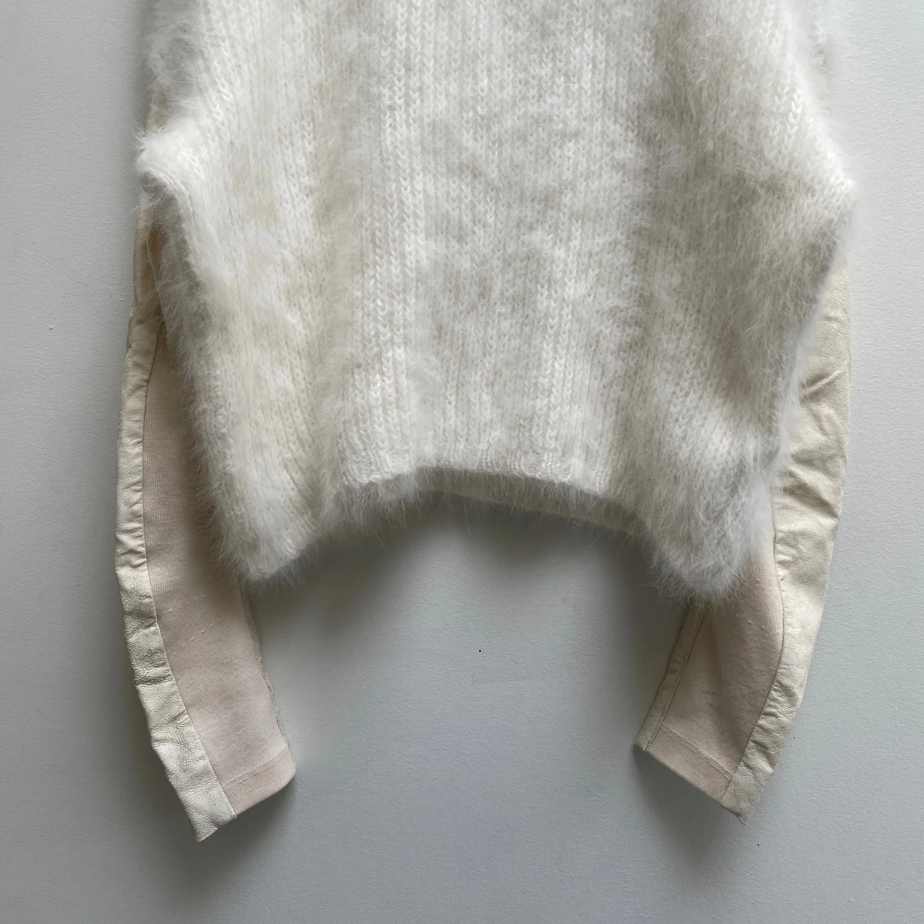 FW13 Rick Owens “PLINTH” Leather Sleeve Alpaca Sweater - Image 8