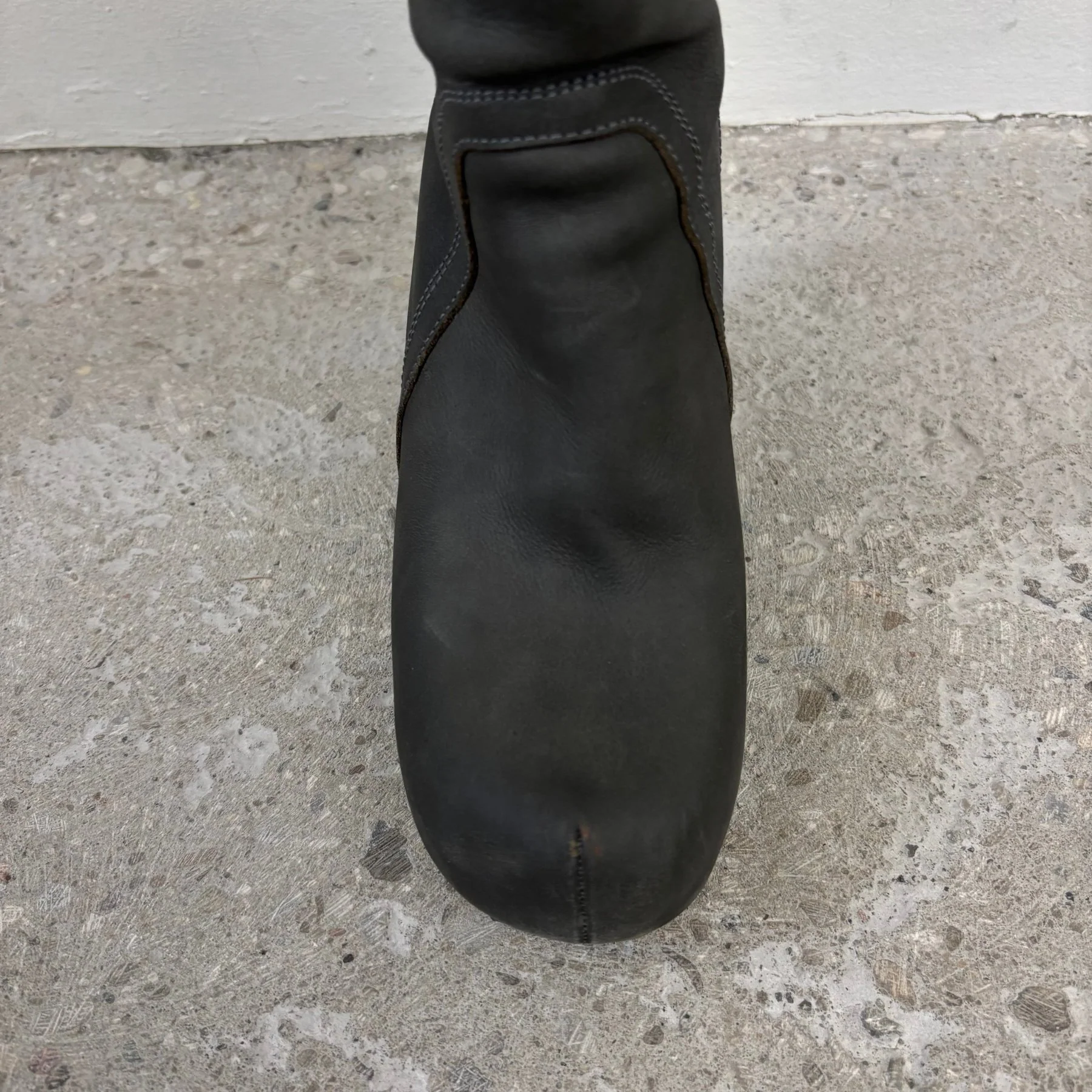 FW13 Rick Owens ‘PLINTH’ Wedge Knee High Leather Boots - Image 8