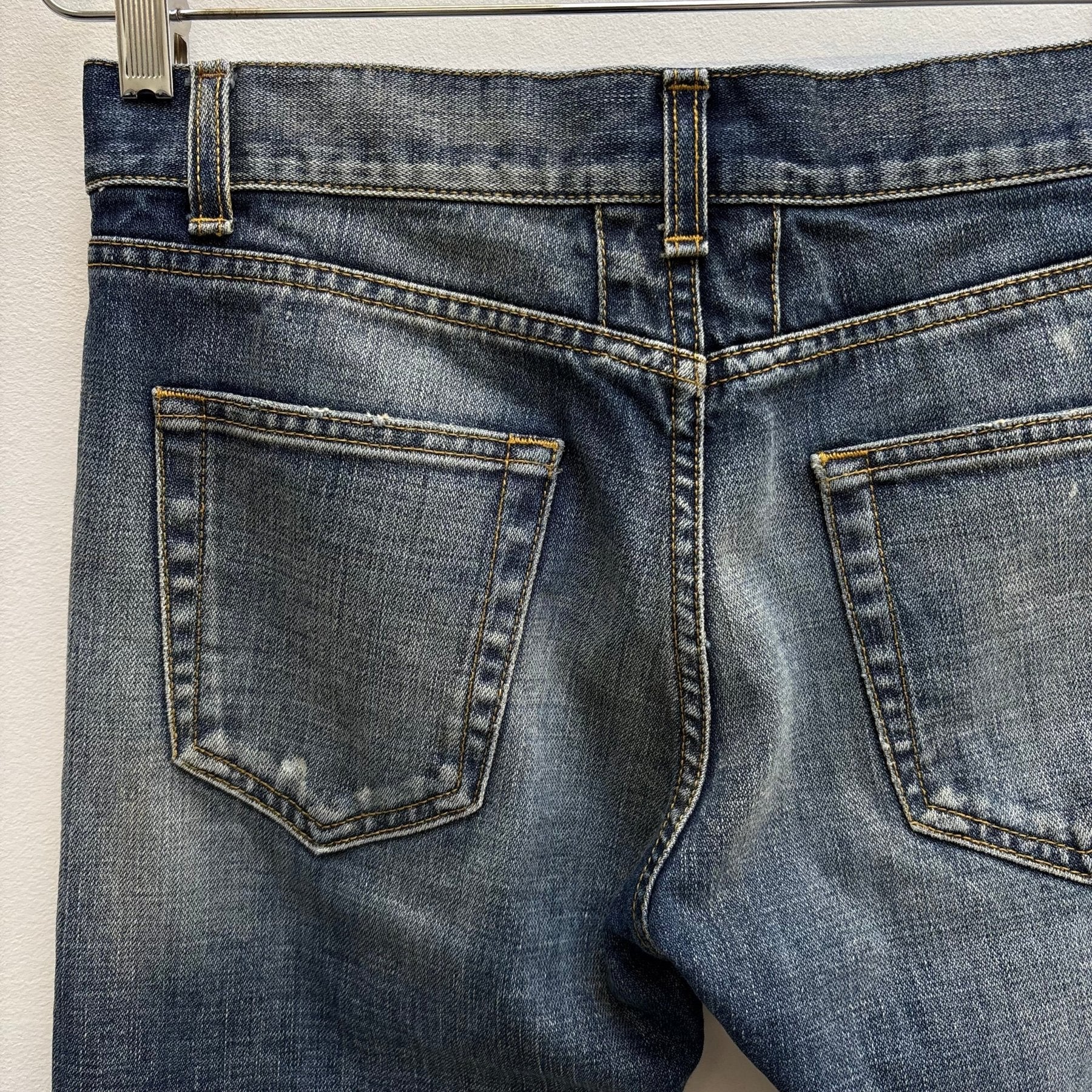 FW13 Saint Laurent Paris Splattered Mid Wash Jeans - Image 11