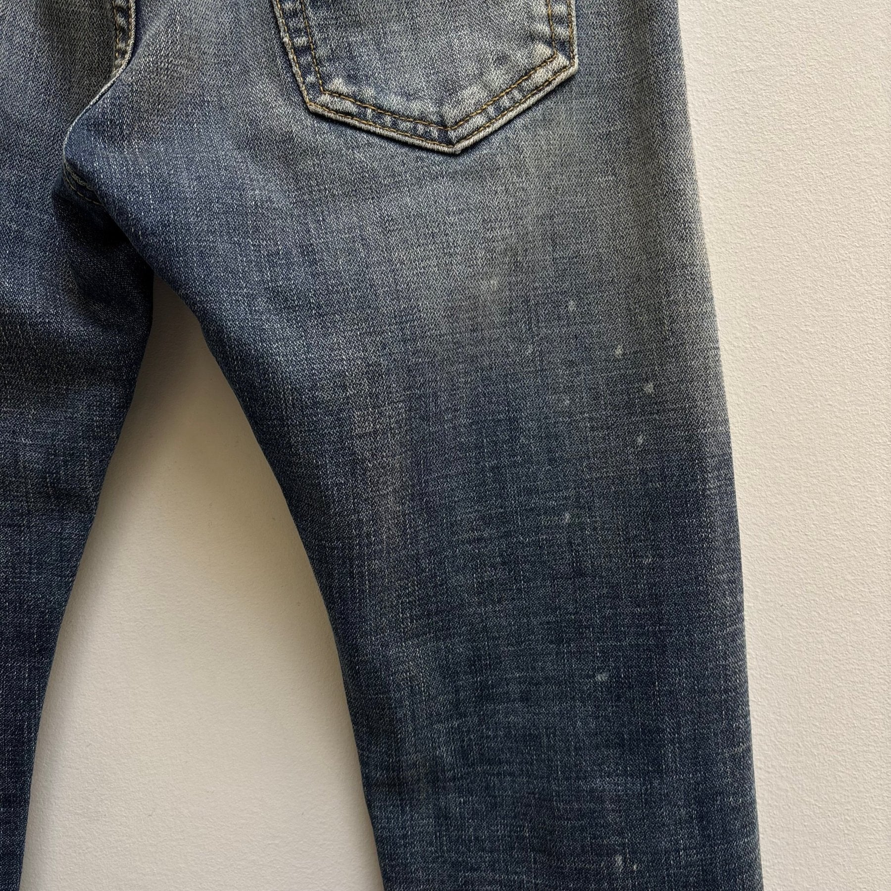 FW13 Saint Laurent Paris Splattered Mid Wash Jeans - Image 12