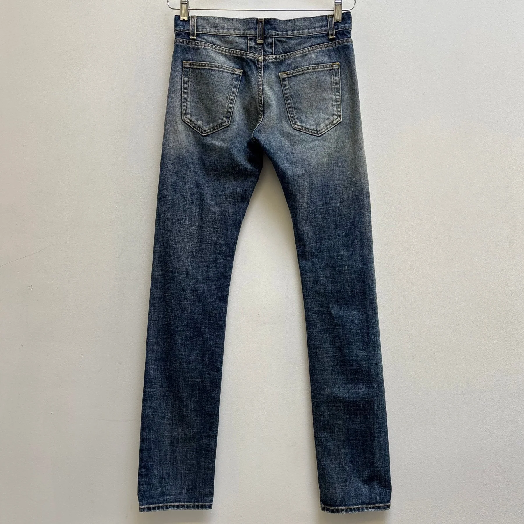 FW13 Saint Laurent Paris Splattered Mid Wash Jeans - Image 2