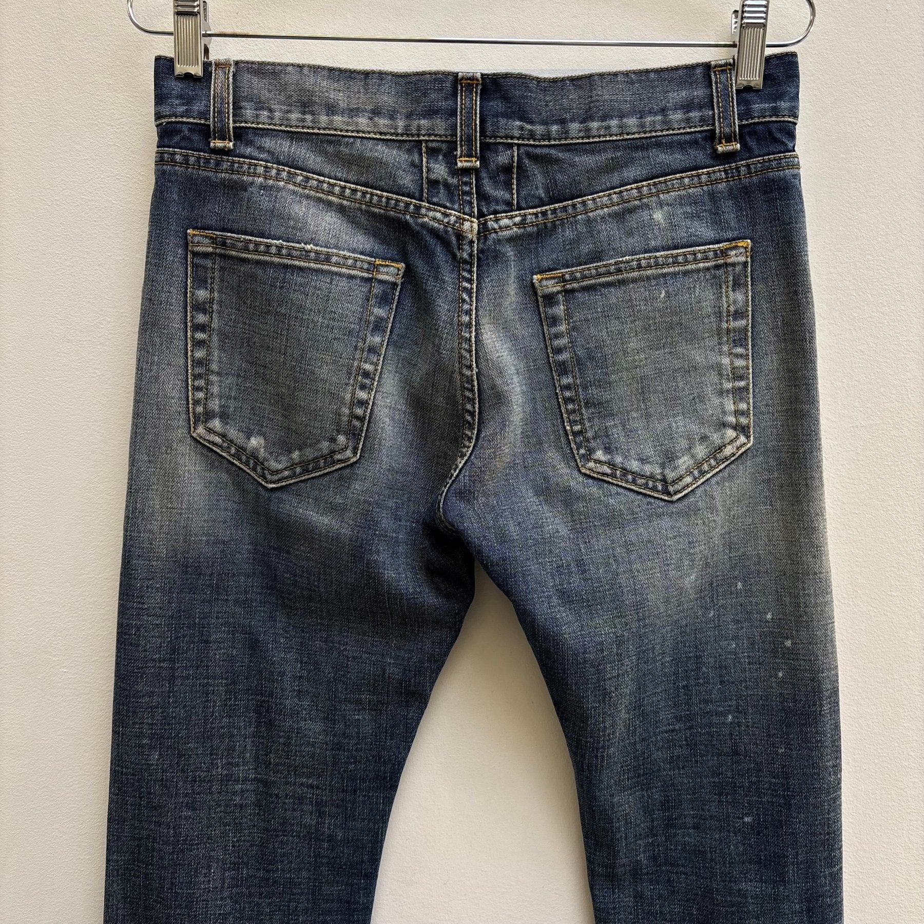 FW13 Saint Laurent Paris Splattered Mid Wash Jeans - Image 9