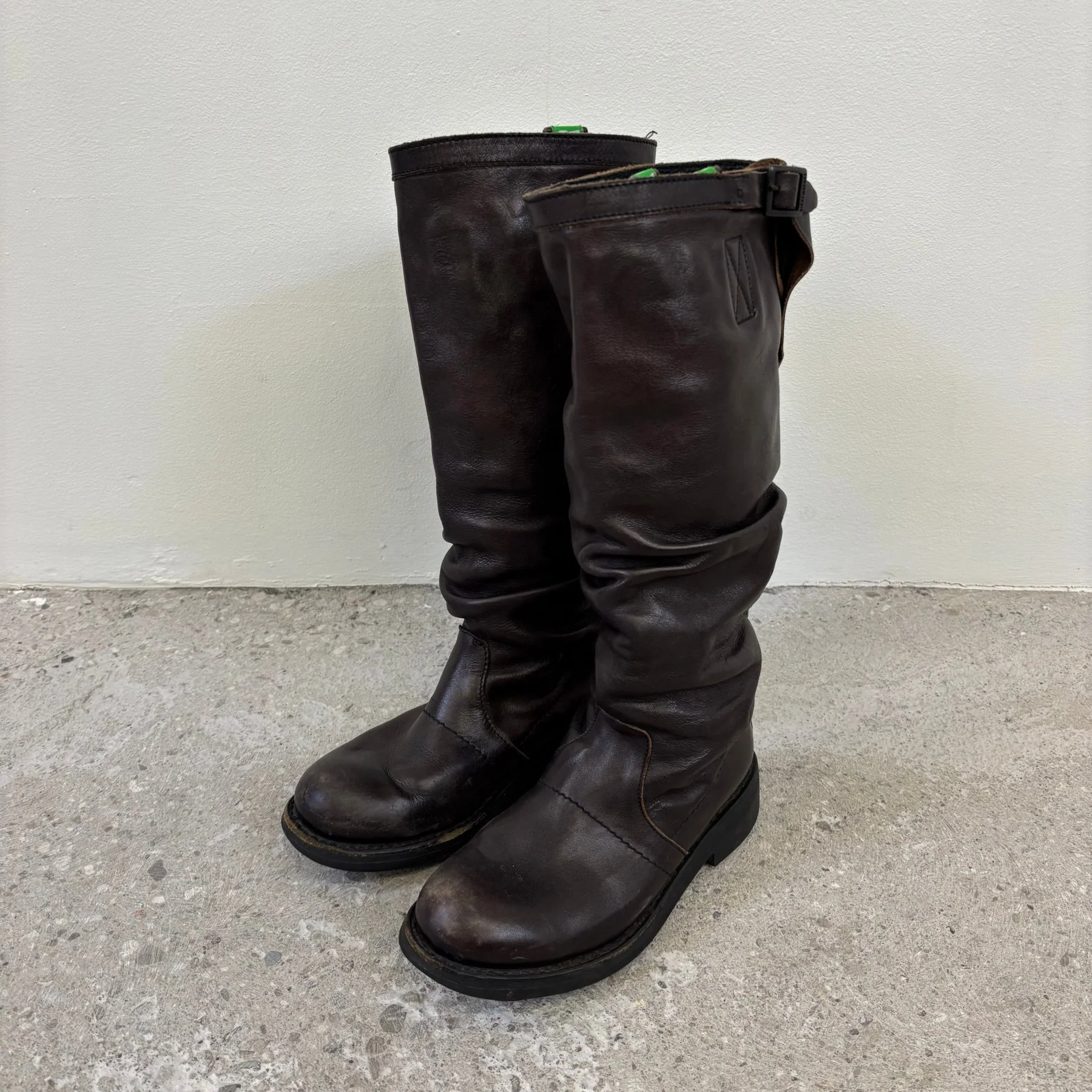 FW18 Dirk Bikkembergs Tall Slouch Leather Biker Boots - Image 2