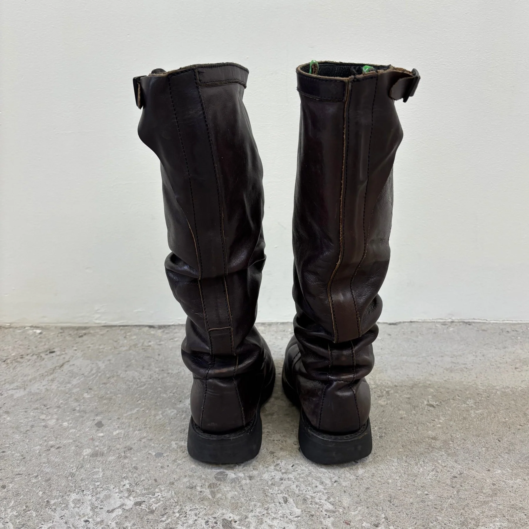 FW18 Dirk Bikkembergs Tall Slouch Leather Biker Boots - Image 4