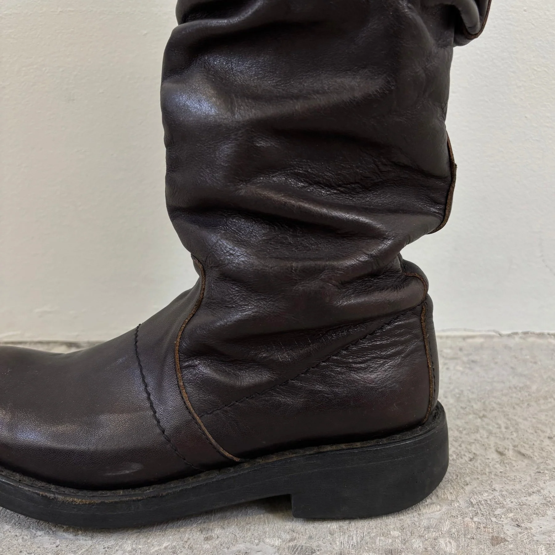 FW18 Dirk Bikkembergs Tall Slouch Leather Biker Boots - Image 6