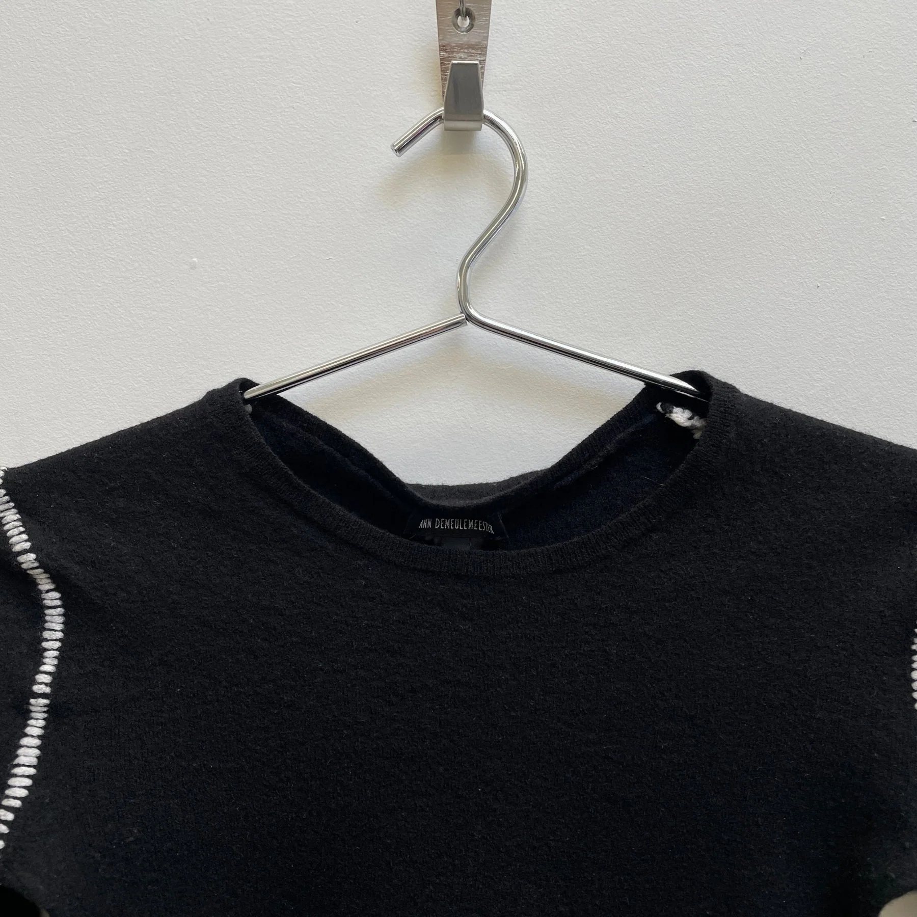 FW19 Ann Demeulemeester Contrast Stitching Wool Sweater - Image 3
