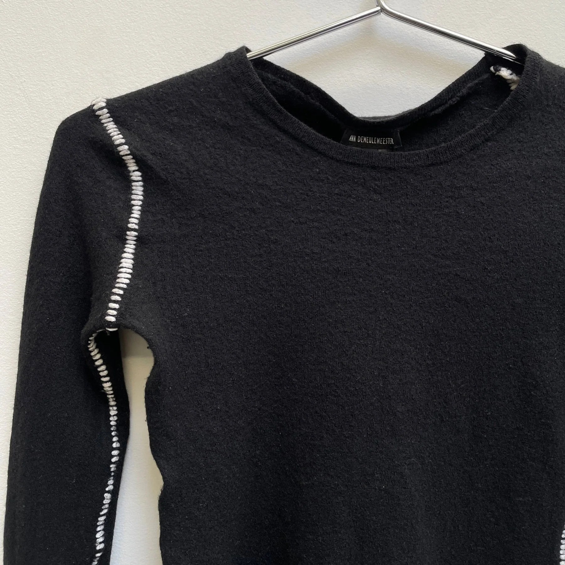 FW19 Ann Demeulemeester Contrast Stitching Wool Sweater - Image 4