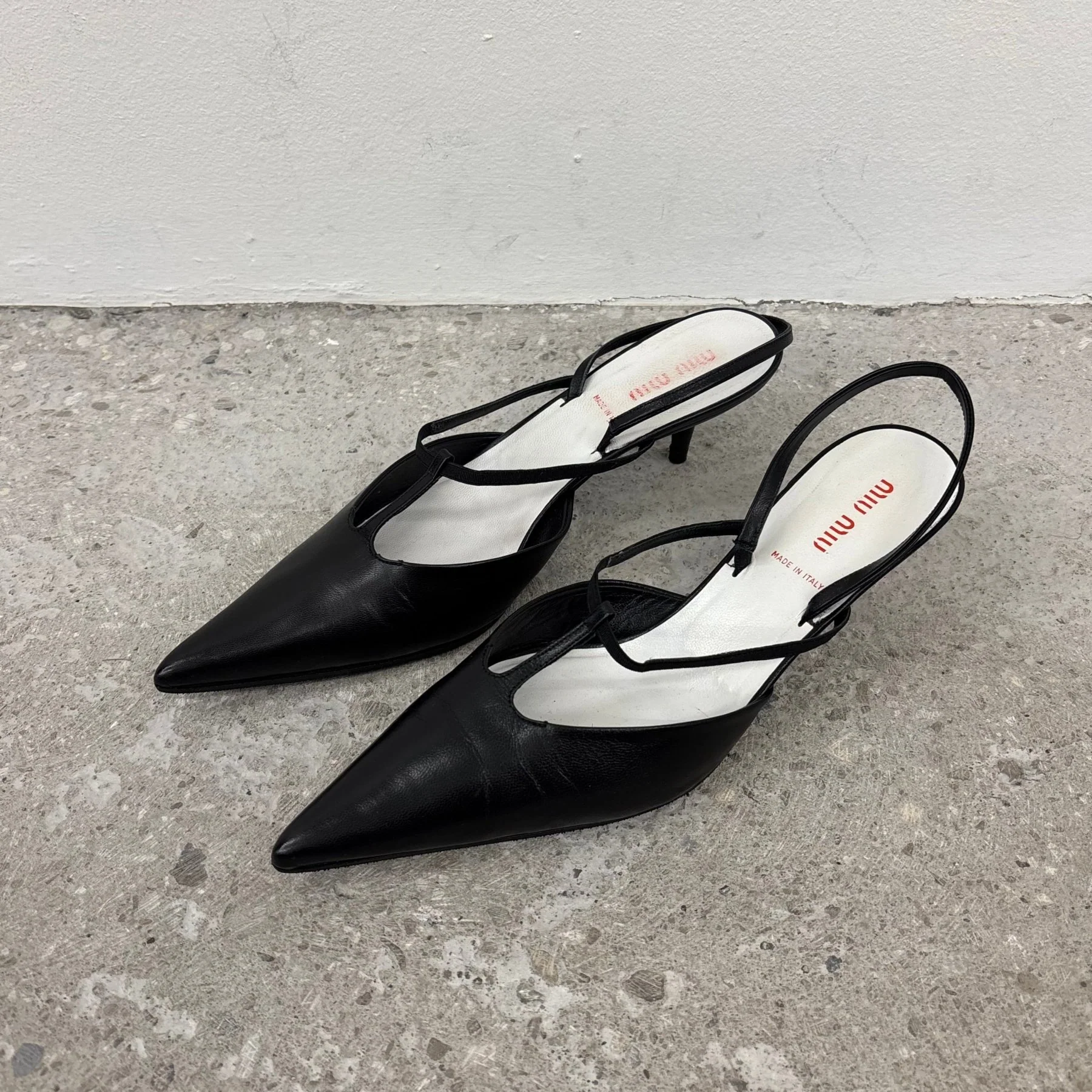 00s Miu Miu Slingback Pointed Kitten Heels - Image 2