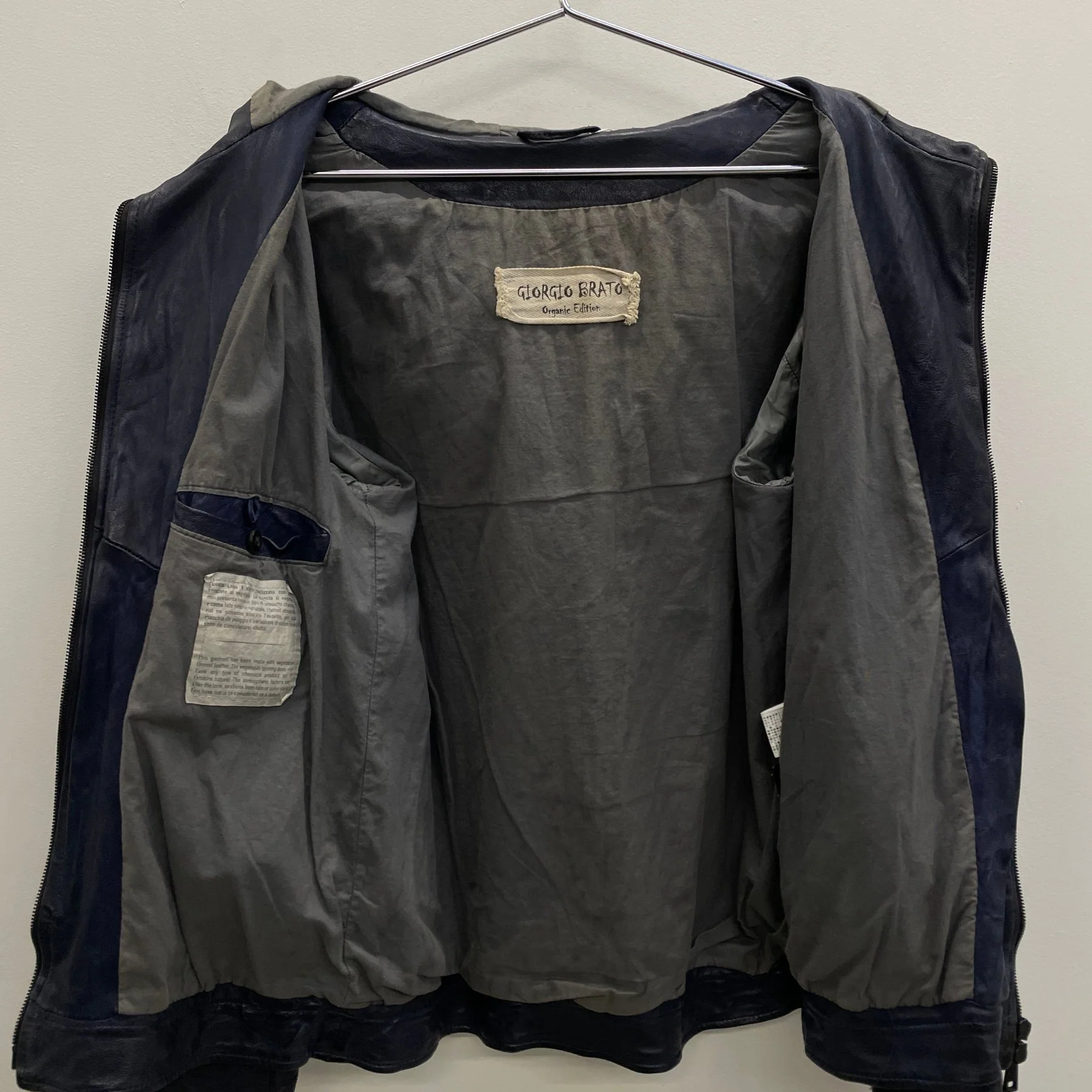 Giorgio Brato Deep Blue Hooded Leather Jacket - Image 11