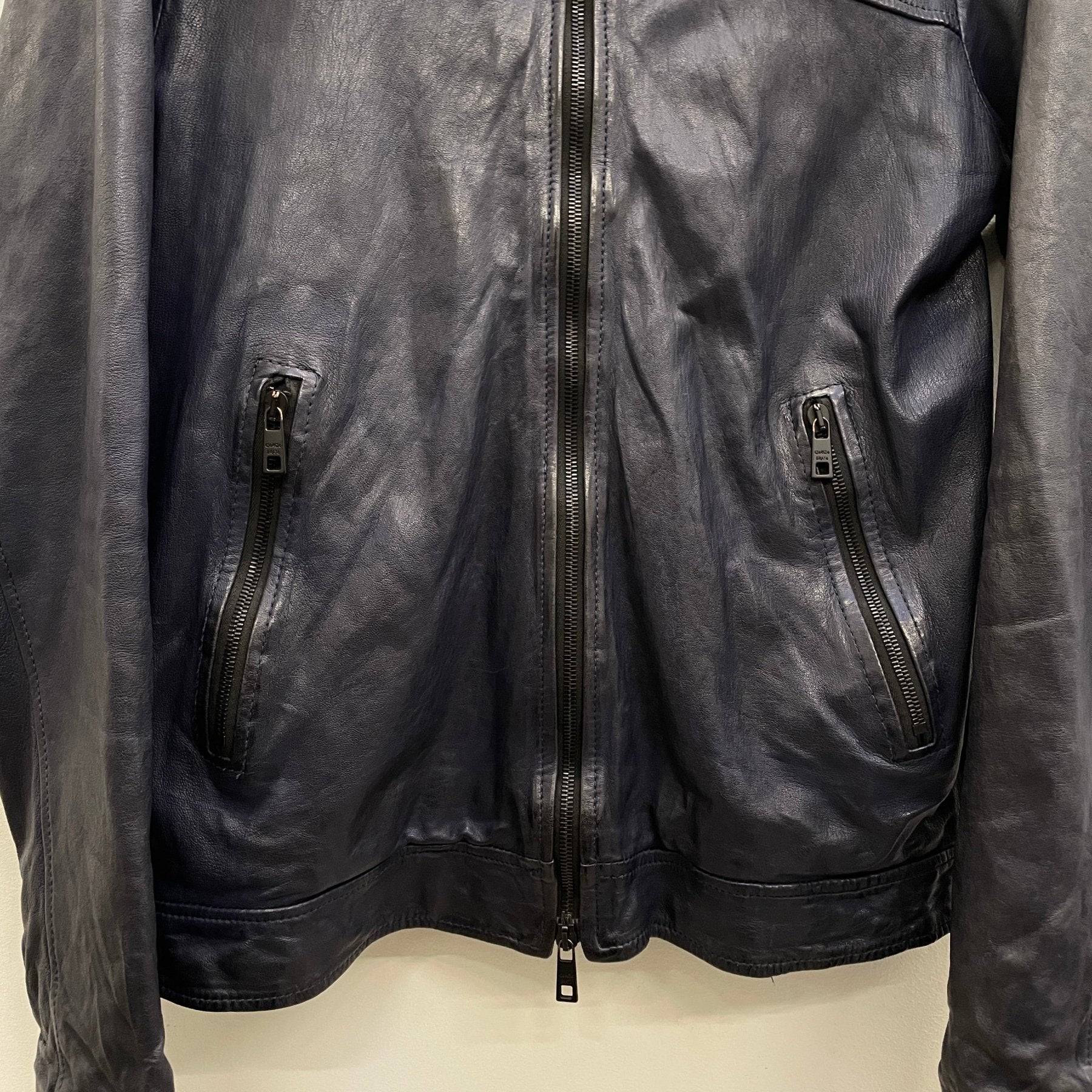 Giorgio Brato Deep Blue Hooded Leather Jacket - Image 4