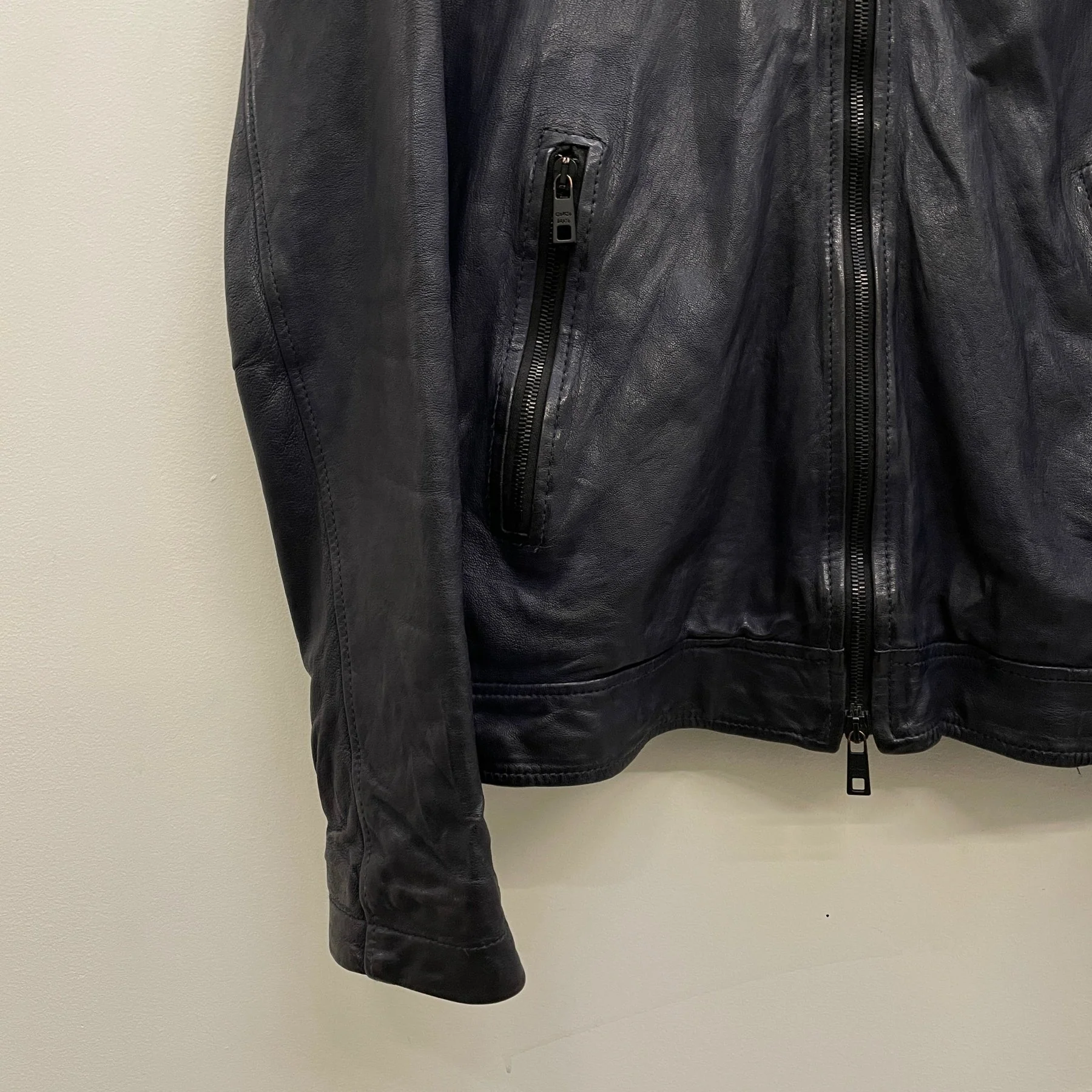Giorgio Brato Deep Blue Hooded Leather Jacket - Image 6