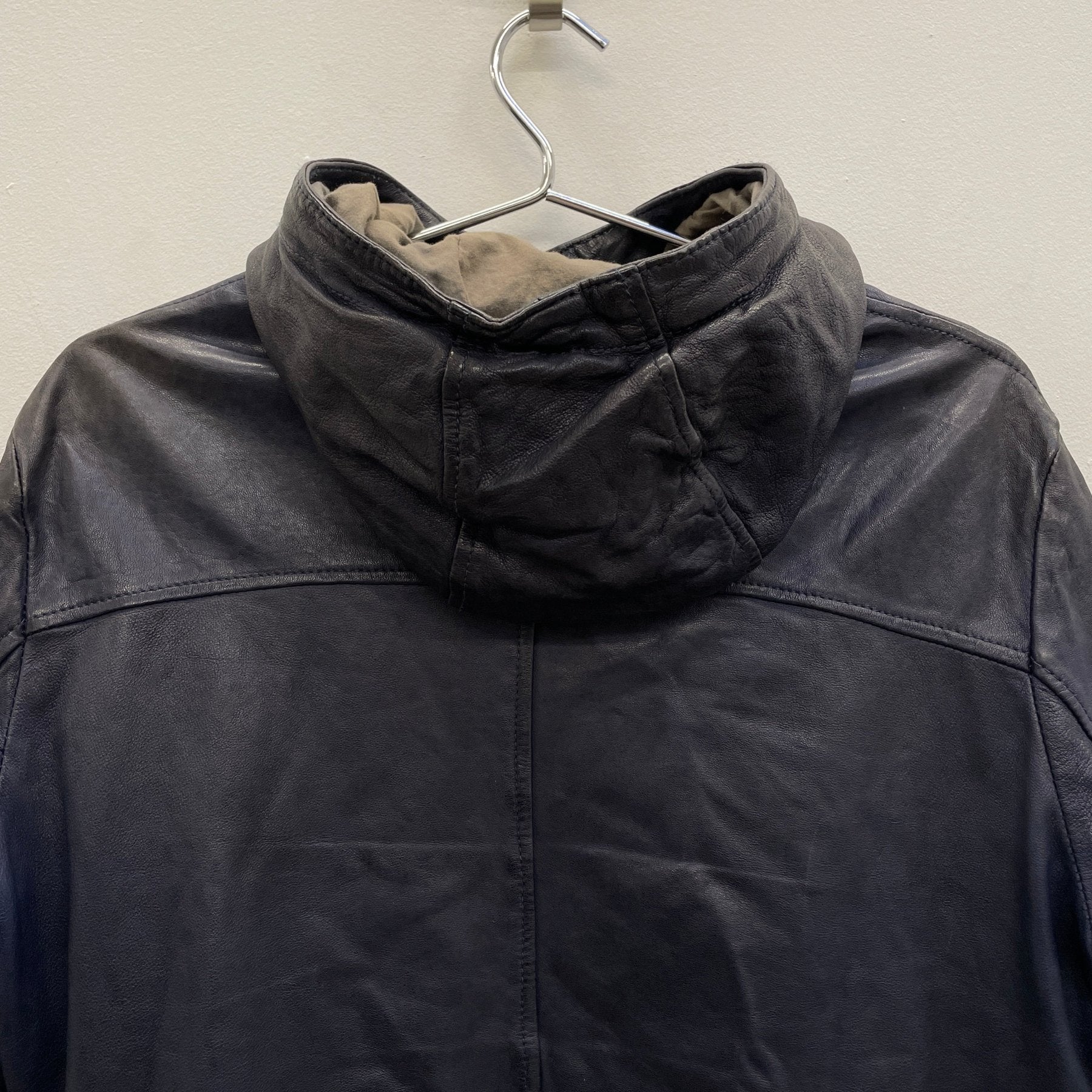 Giorgio Brato Deep Blue Hooded Leather Jacket - Image 7